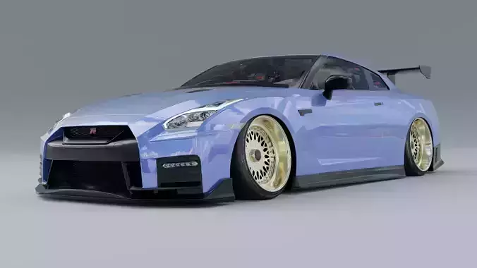 Nissan r35 Slammed JDM Style HIGHPOLY RIGGED CUSTOM DESIGN 3D model