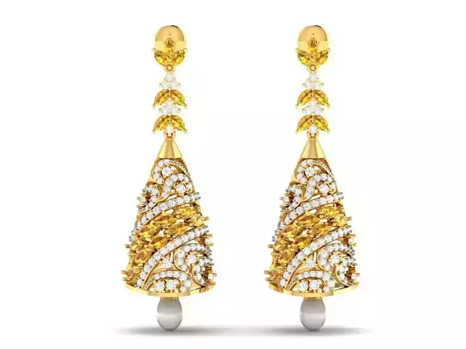 Women Earrings 3dm STL OBJ Render Details