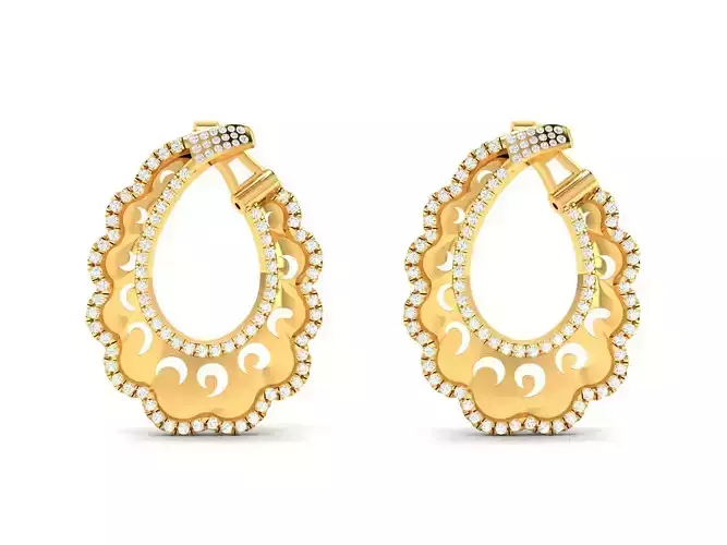 Women Earrings 3dm STL OBJ Render Details