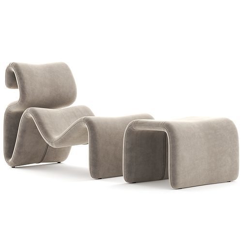 Etcetera Lounge Chair Sand Beige 3D model