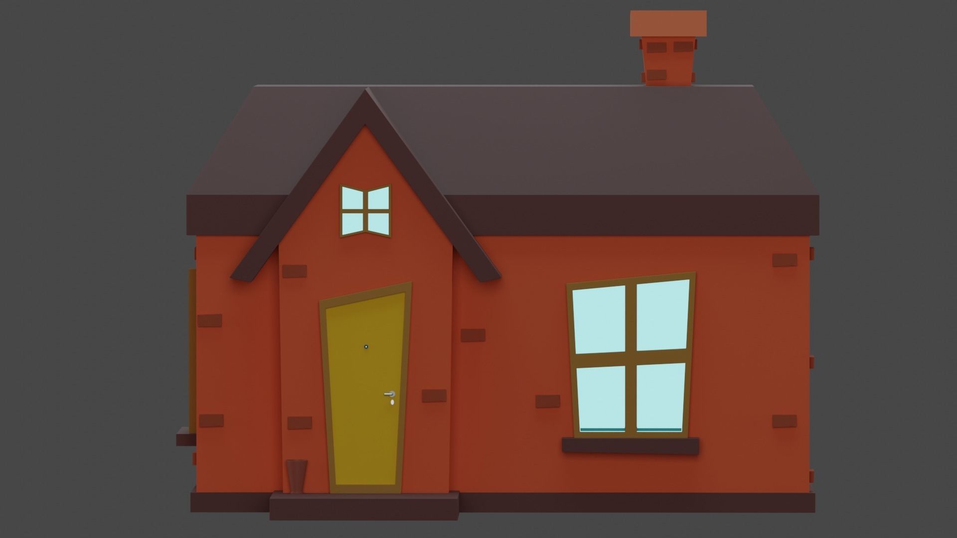 House cartoon with door 3D model_4