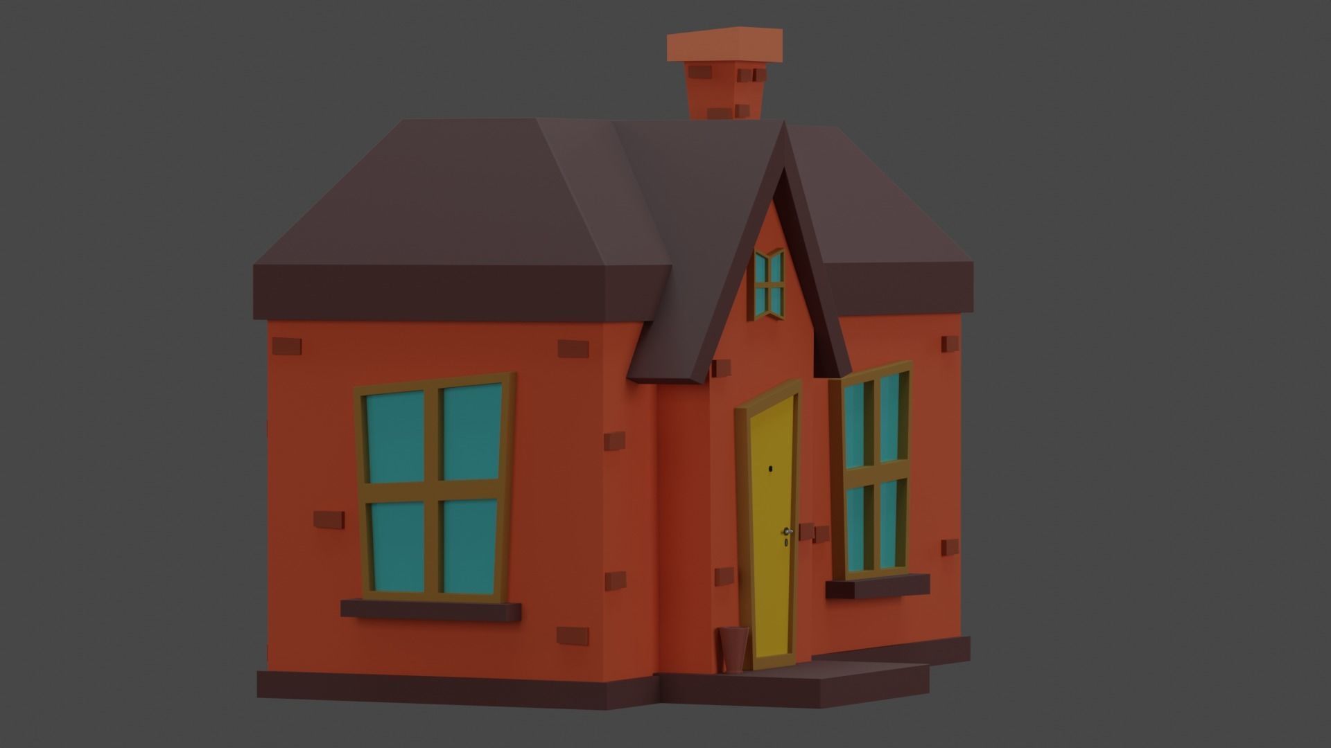 House cartoon with door 3D model_1