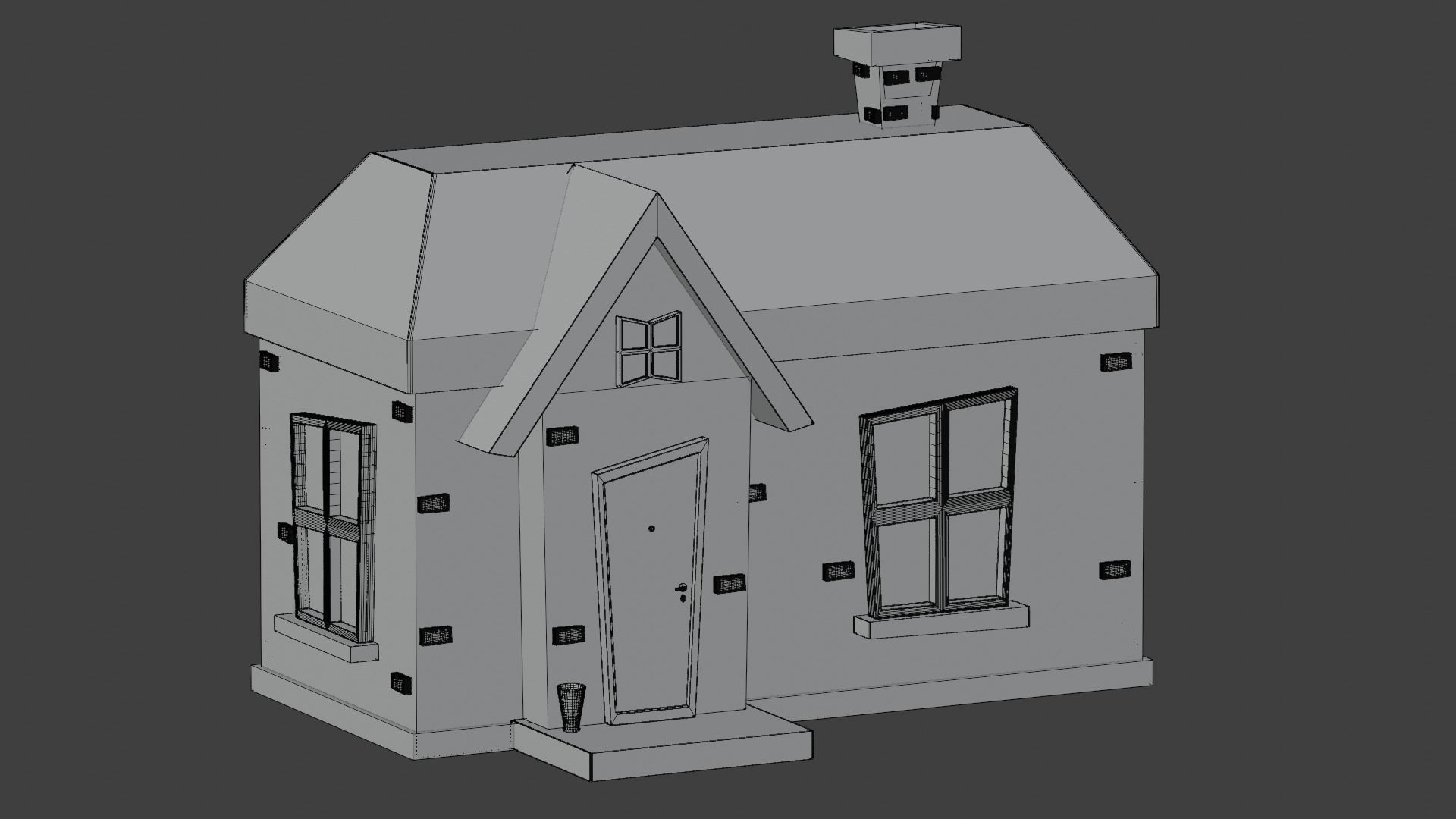 House cartoon with door 3D model_5