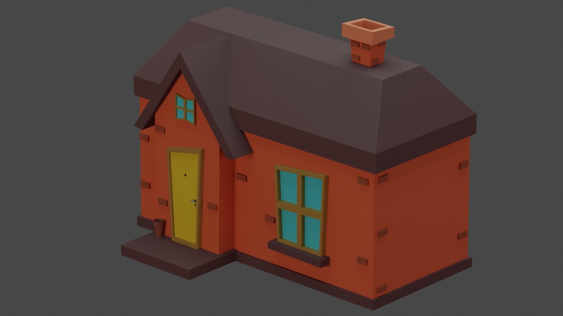 House cartoon with door 3D model_2