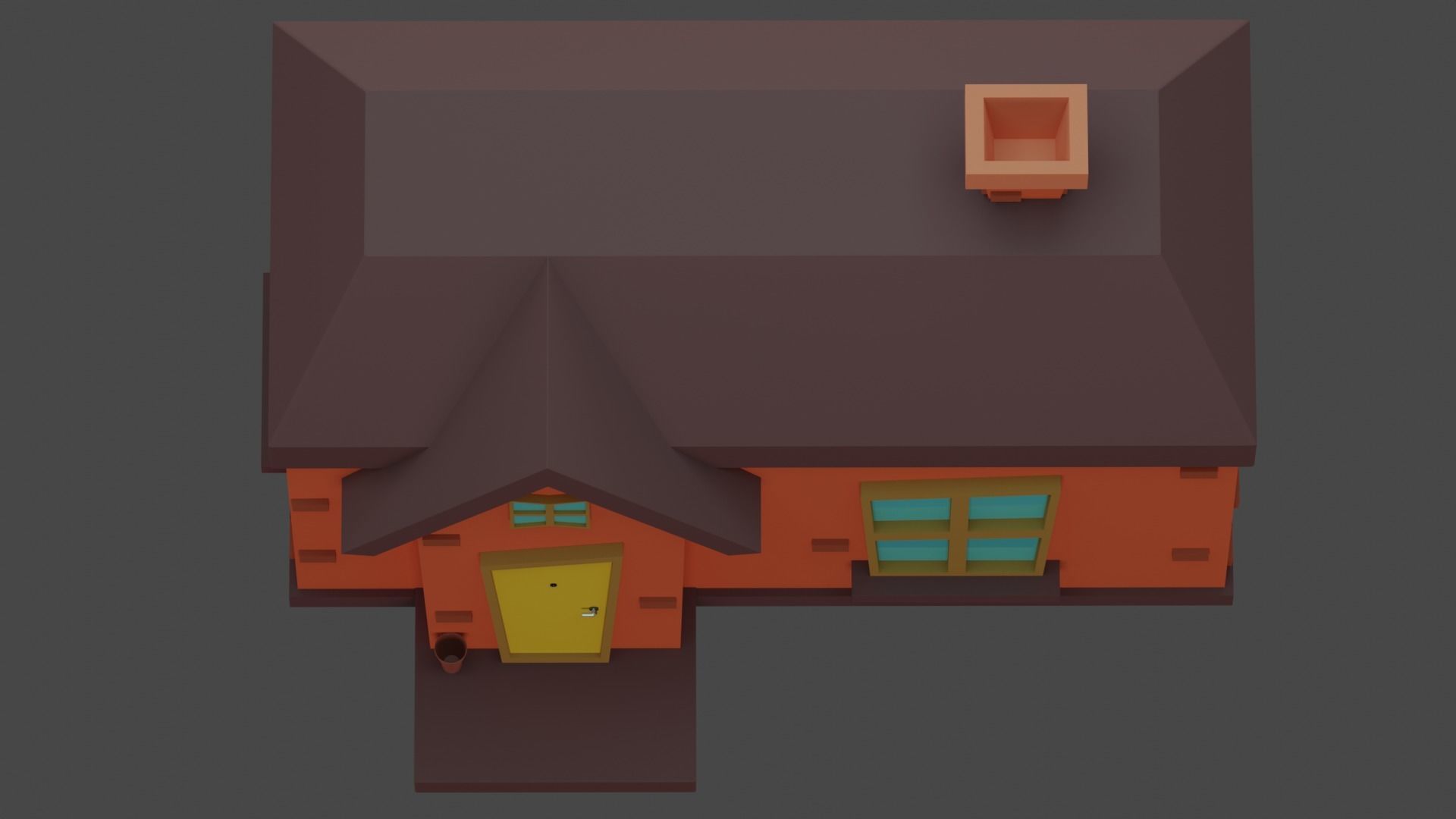 House cartoon with door 3D model_3