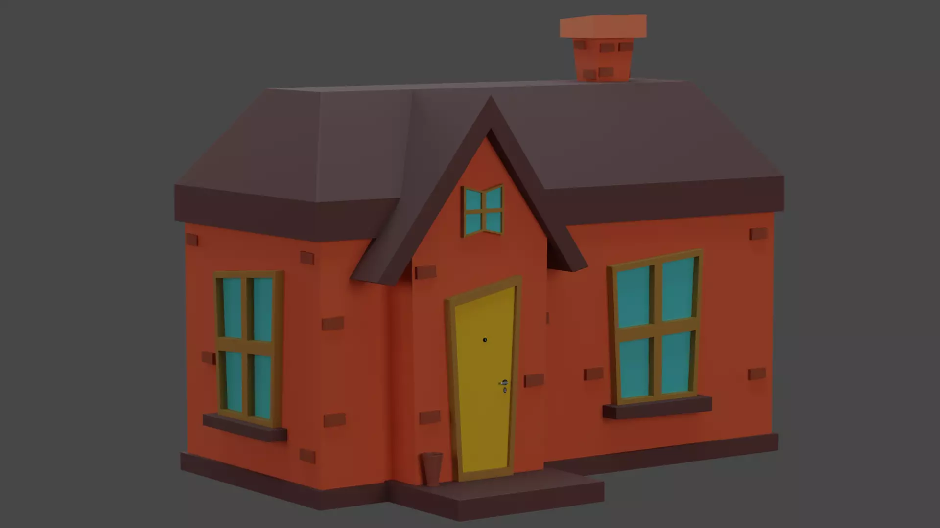 House cartoon with door 3D model_0