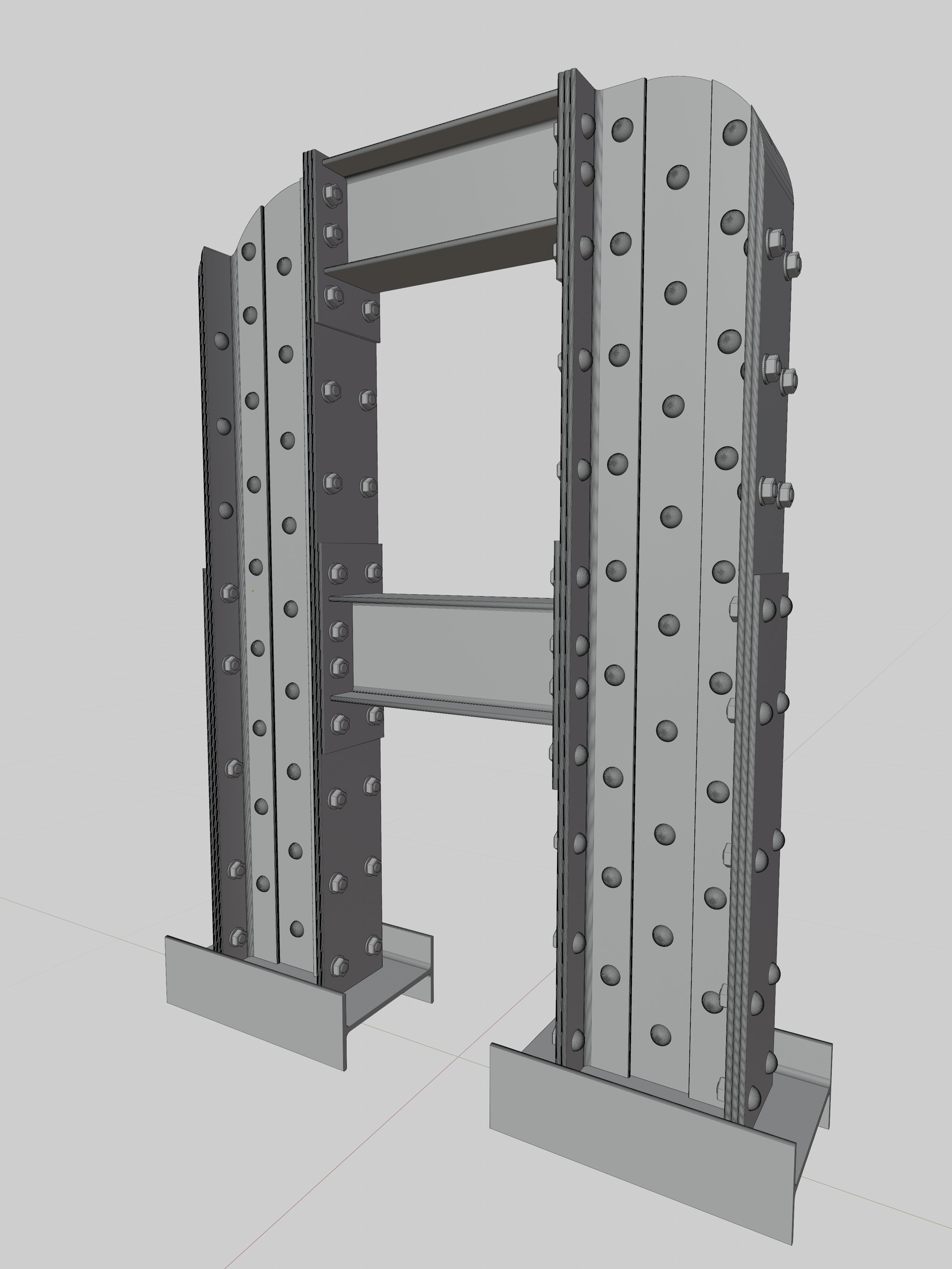 Steel Construction Font - Letter A 3D model_4