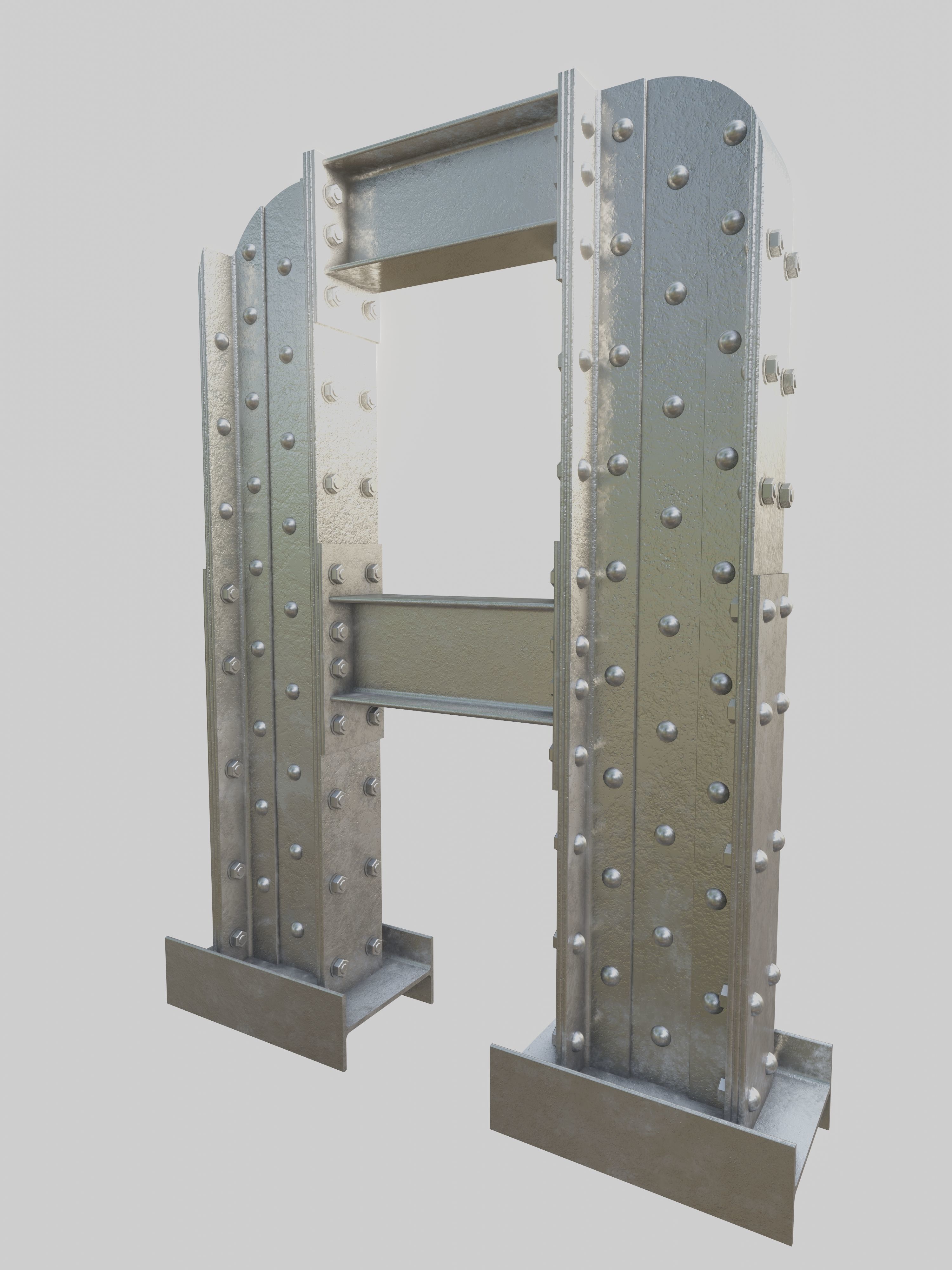 Steel Construction Font - Letter A 3D model_2