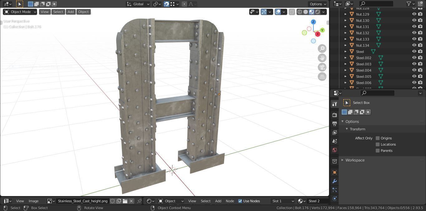 Steel Construction Font - Letter A 3D model_6