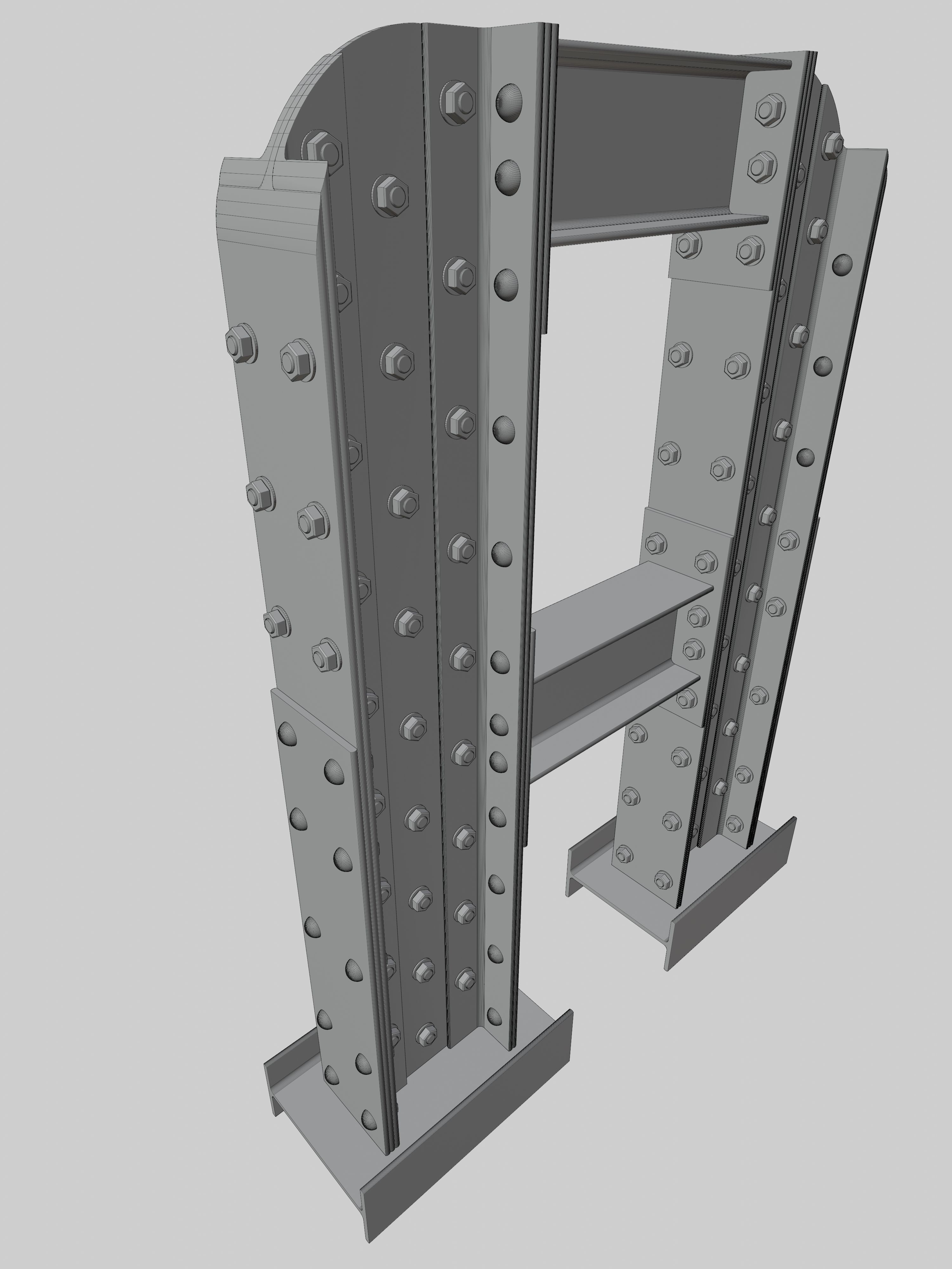 Steel Construction Font - Letter A 3D model_5
