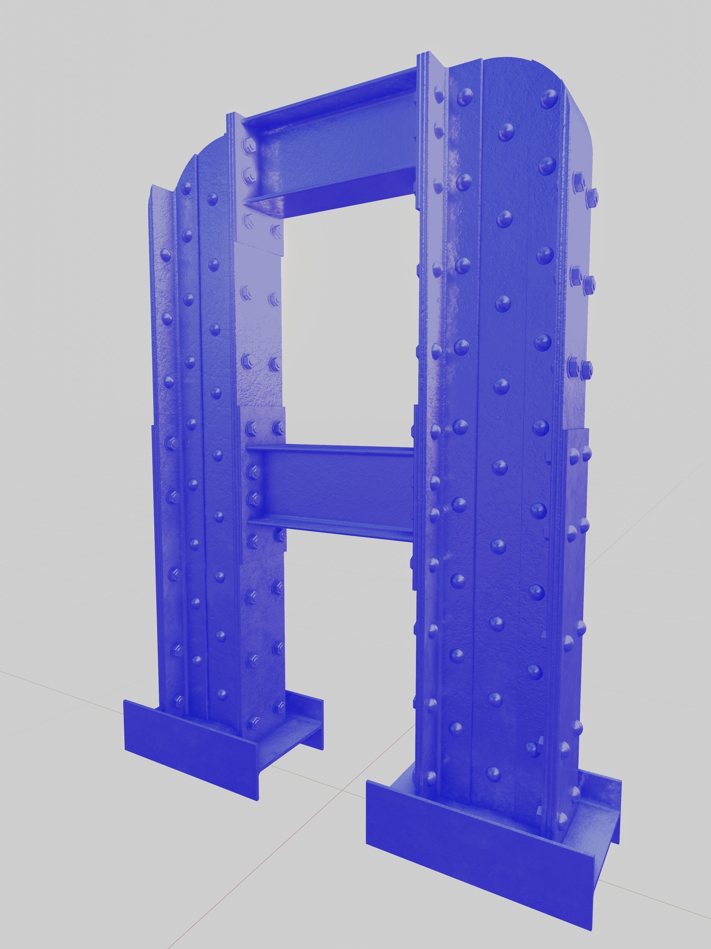 Steel Construction Font - Letter A 3D model_3