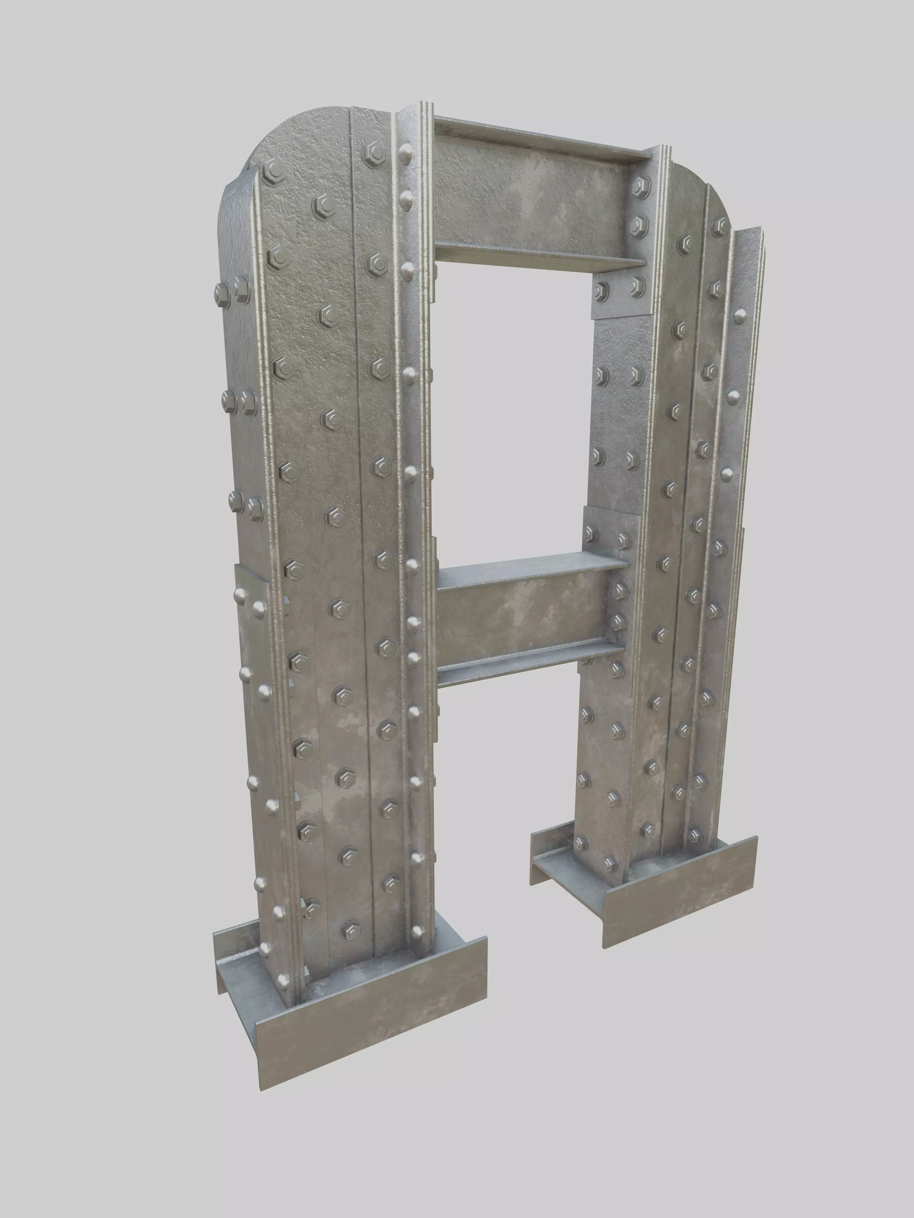 Steel Construction Font - Letter A 3D model_0