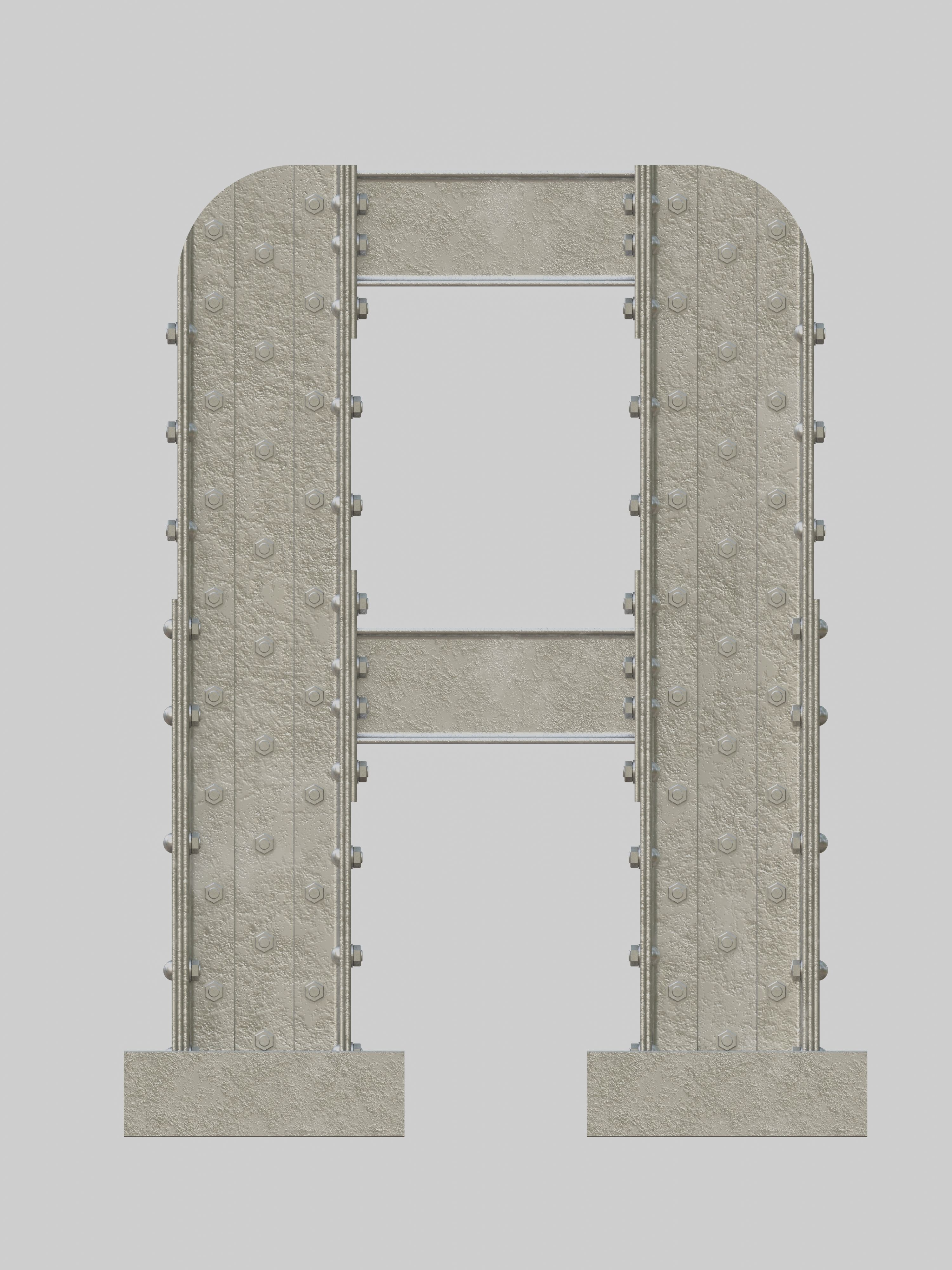 Steel Construction Font - Letter A 3D model_1