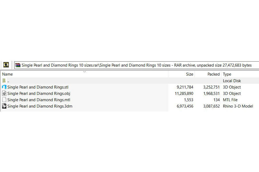 Single Pearl and Diamond Ring 10 Sizes 3D print model_7