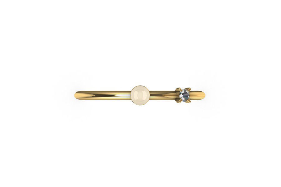 Single Pearl and Diamond Ring 10 Sizes 3D print model_3