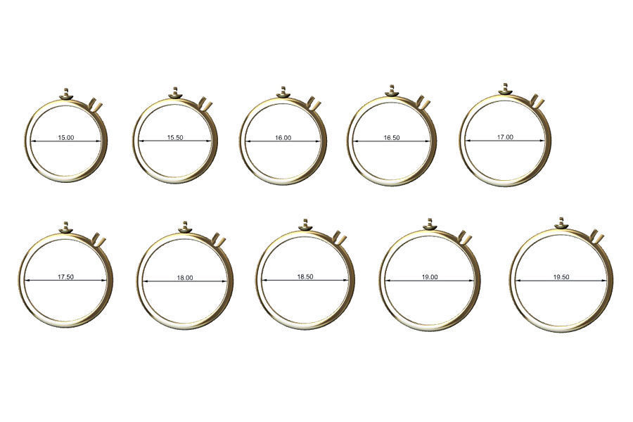 Single Pearl and Diamond Ring 10 Sizes 3D print model_6