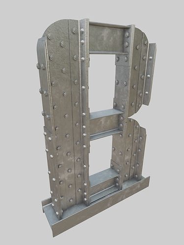 Steel Construction Font - Letter B 3D model
