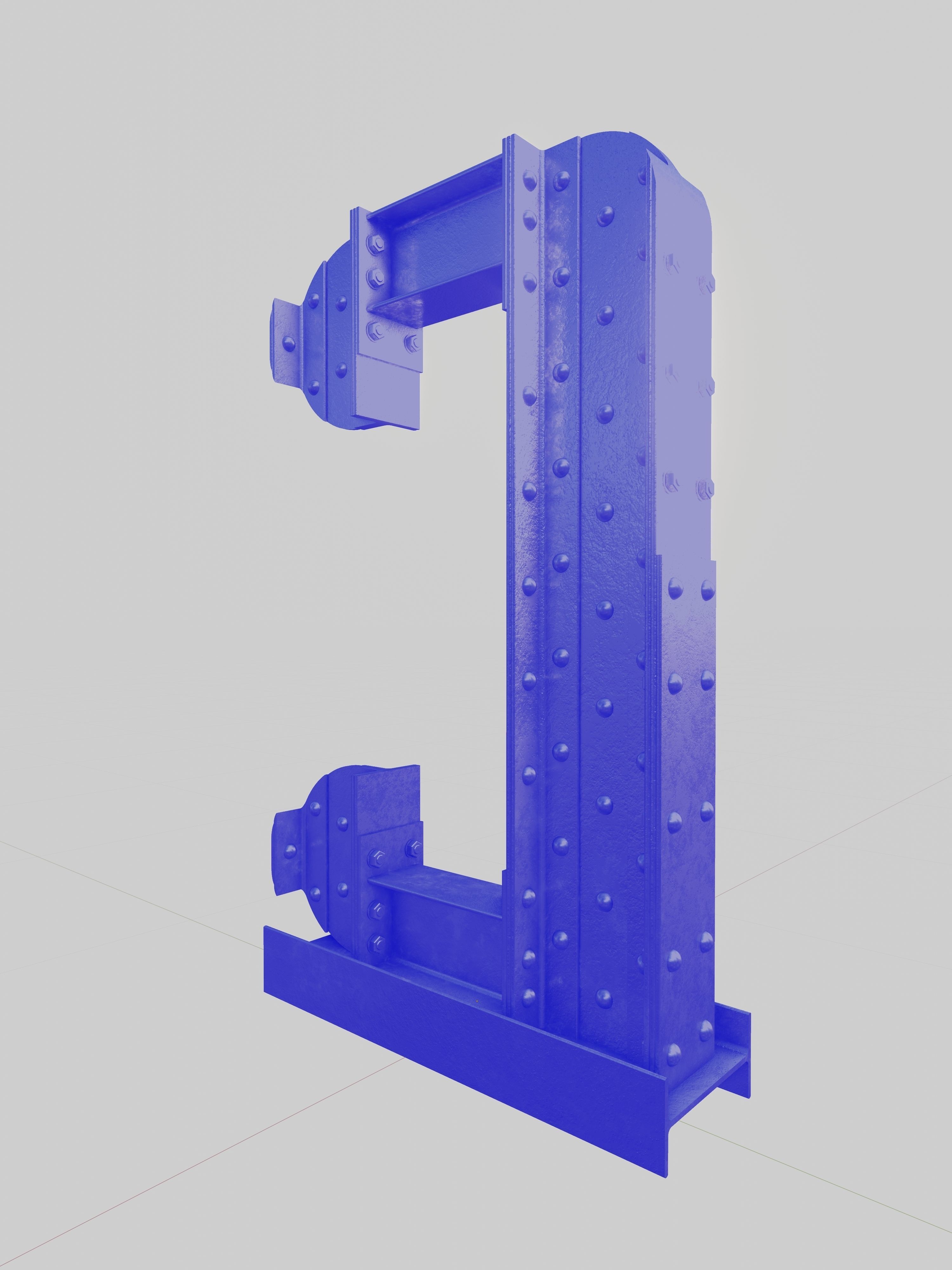 Steel Construction Font - Letter C 3D model_3