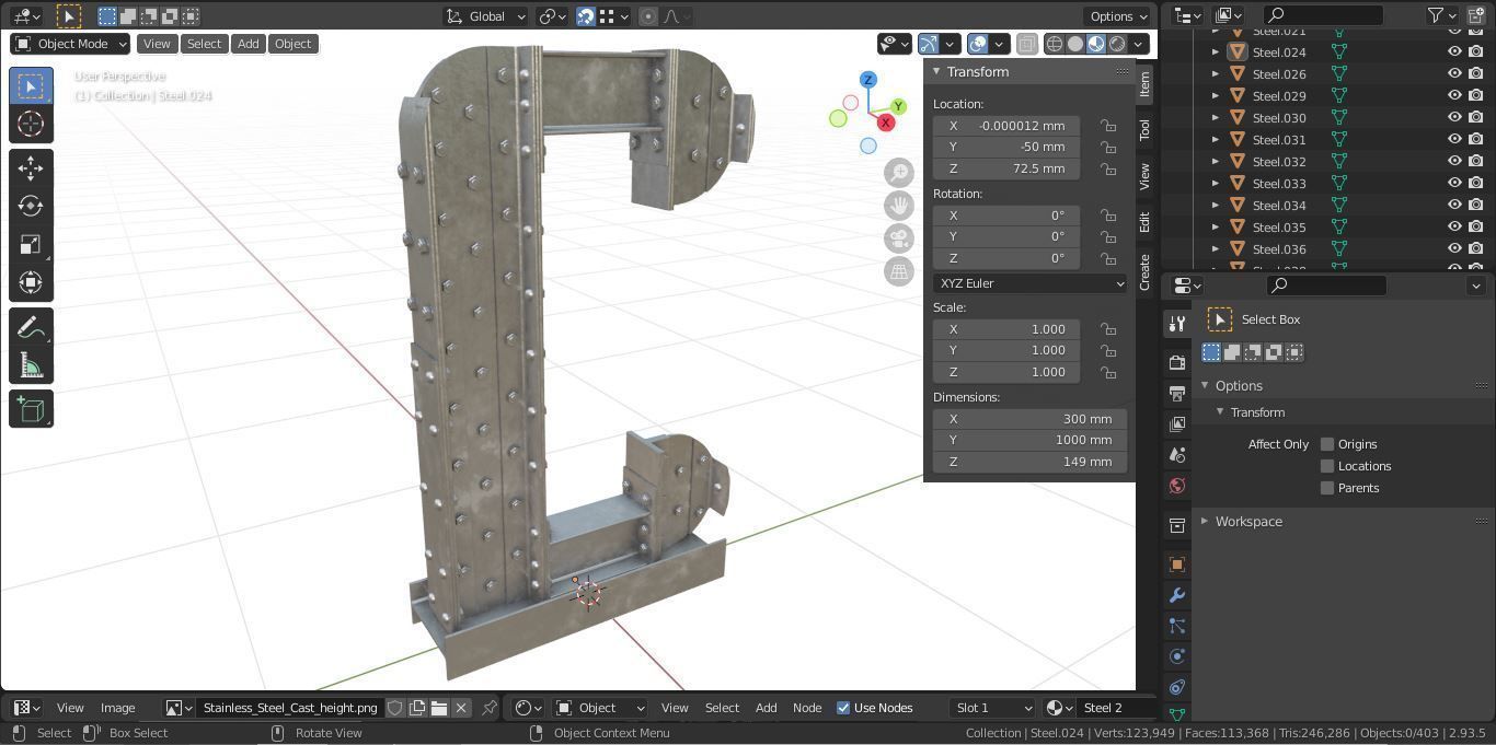 Steel Construction Font - Letter C 3D model_6
