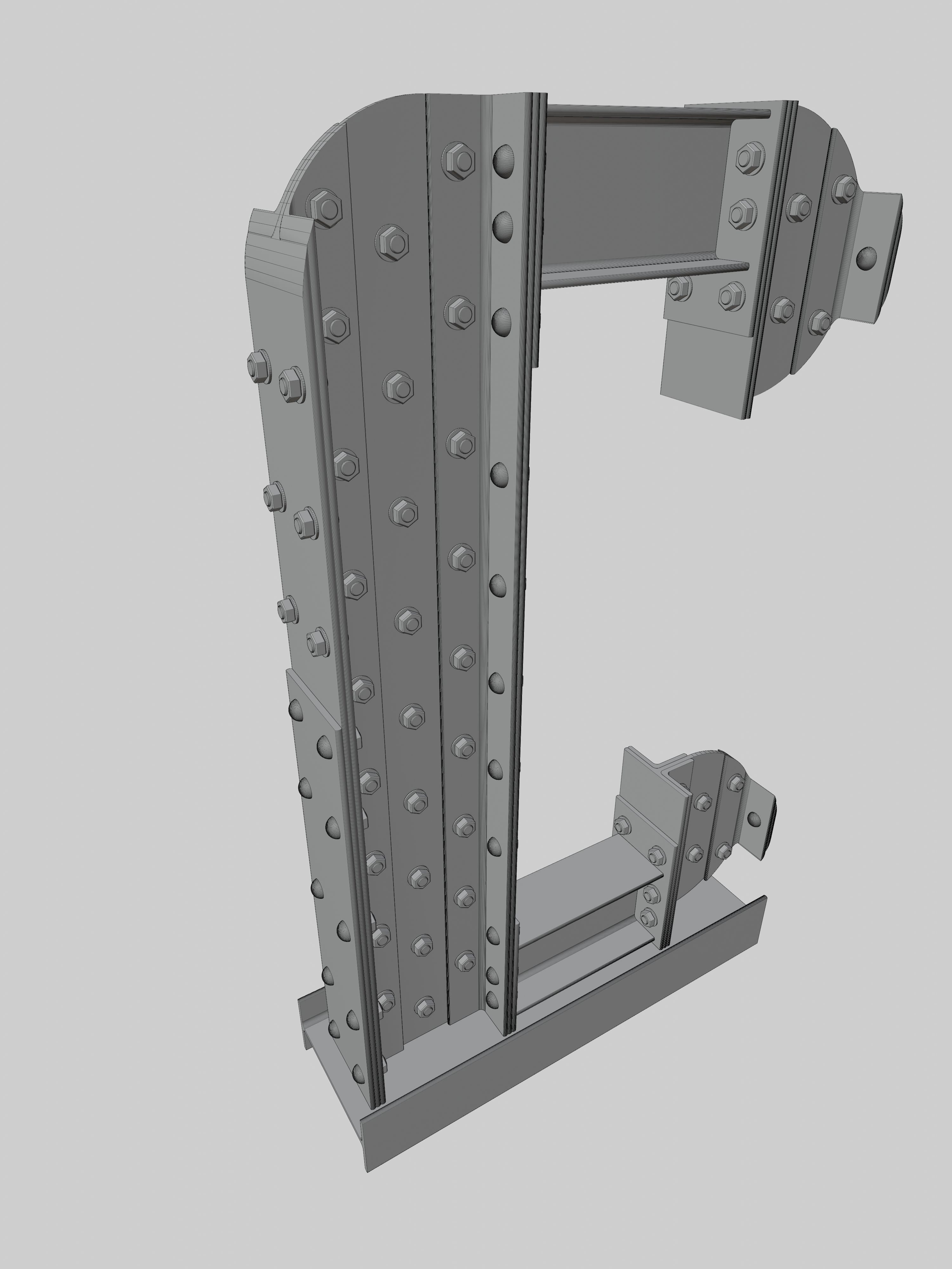 Steel Construction Font - Letter C 3D model_5