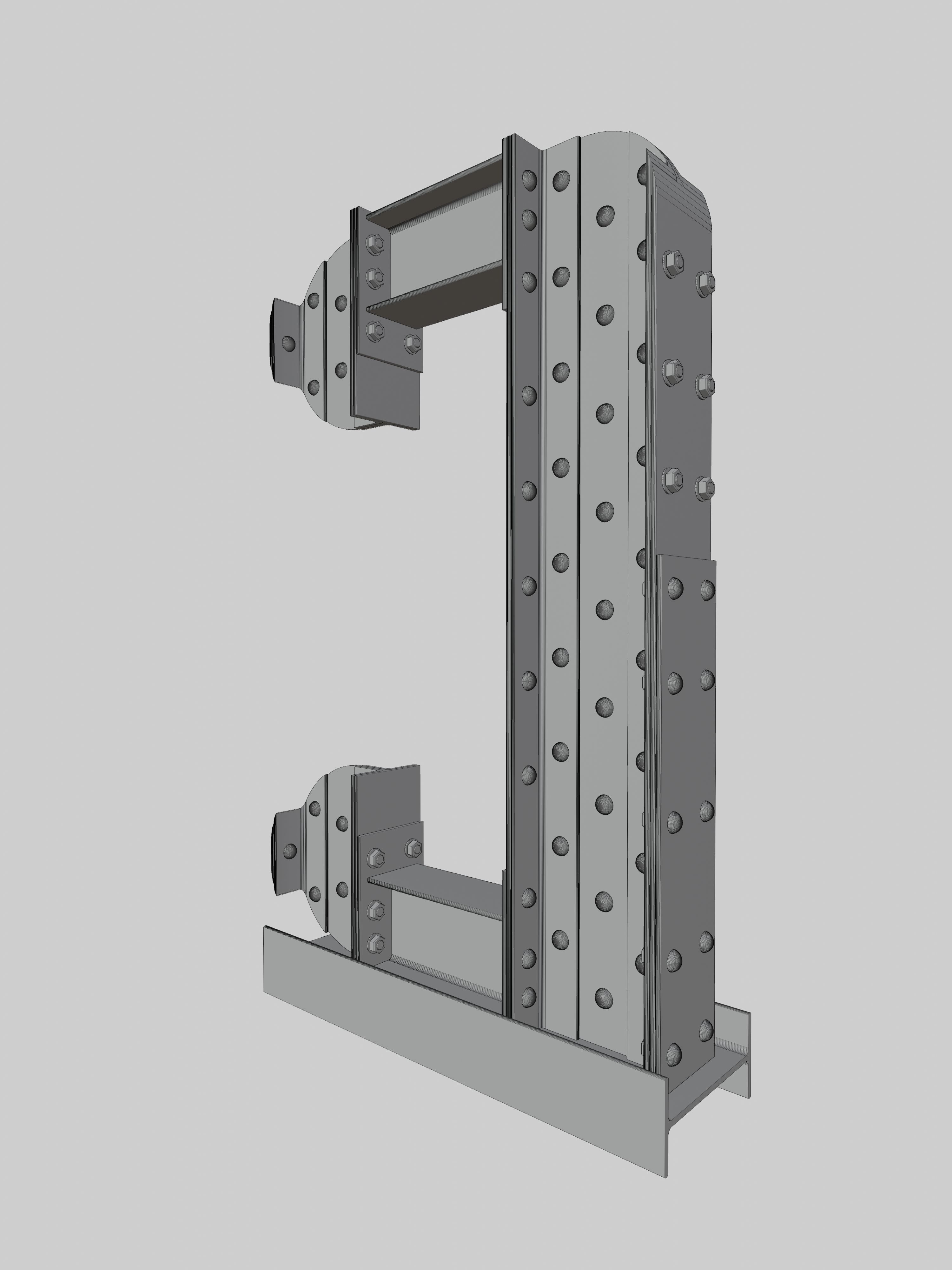 Steel Construction Font - Letter C 3D model_4