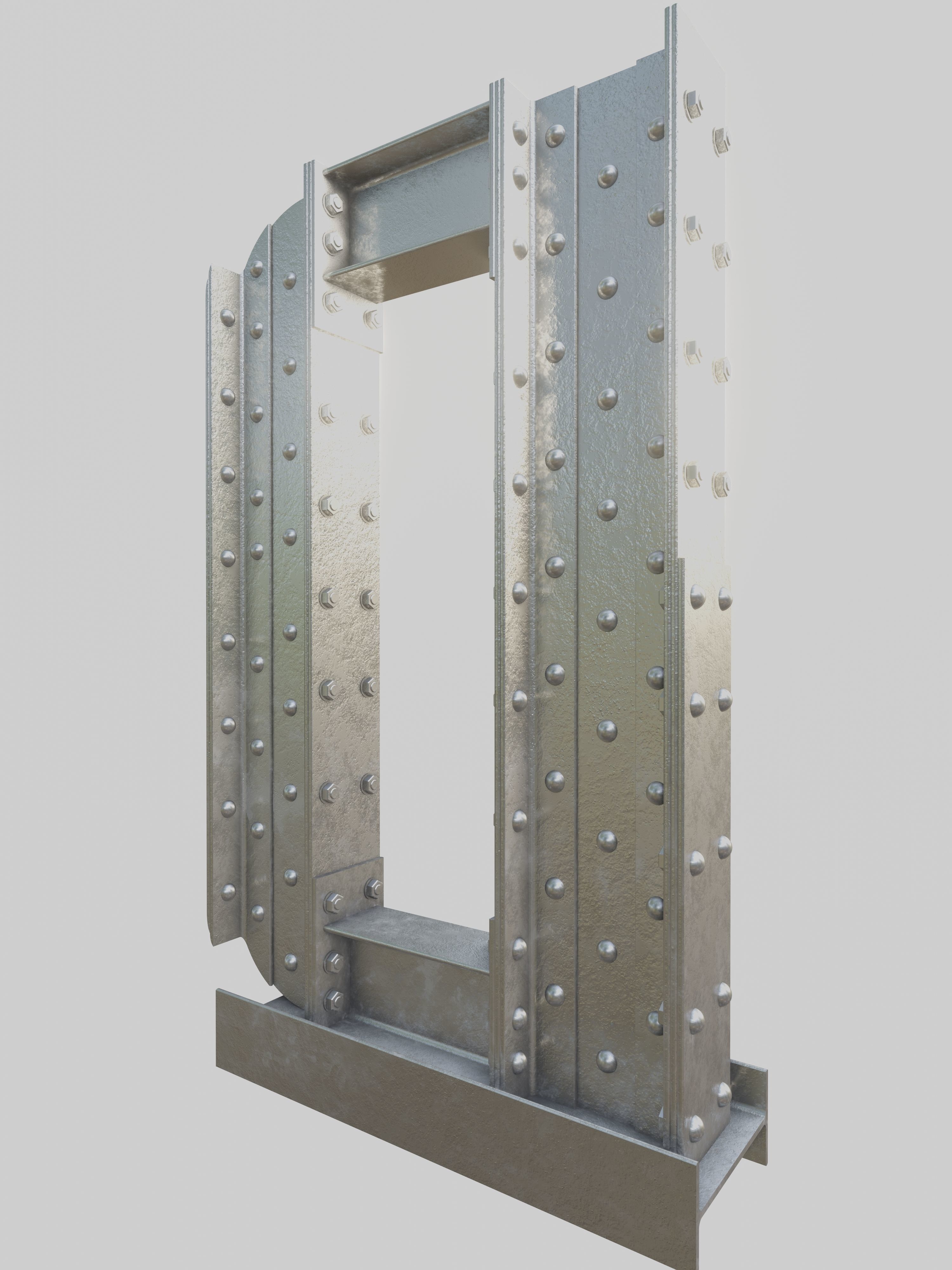 Steel Construction Font - Letter D 3D model_2