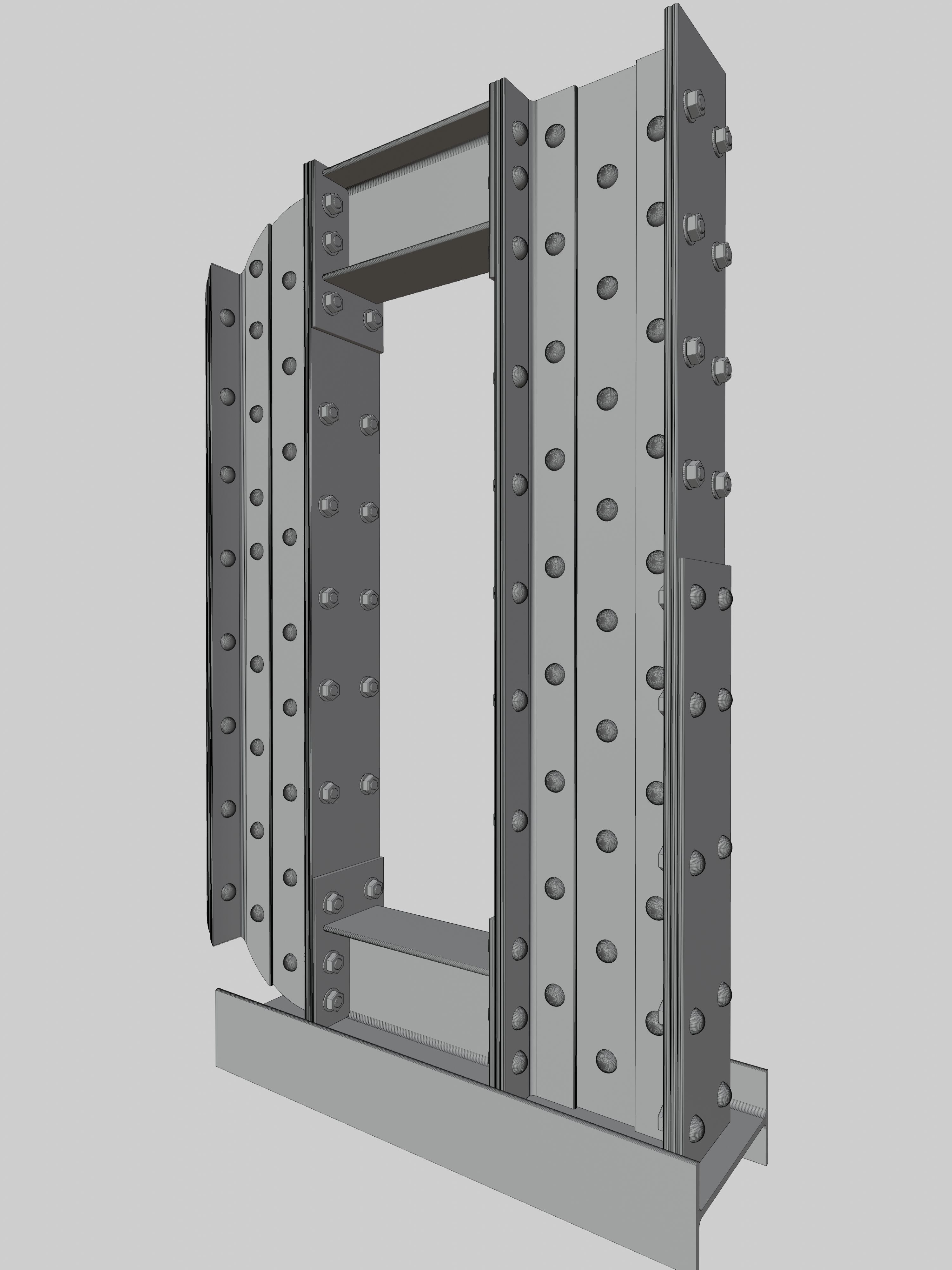 Steel Construction Font - Letter D 3D model_4
