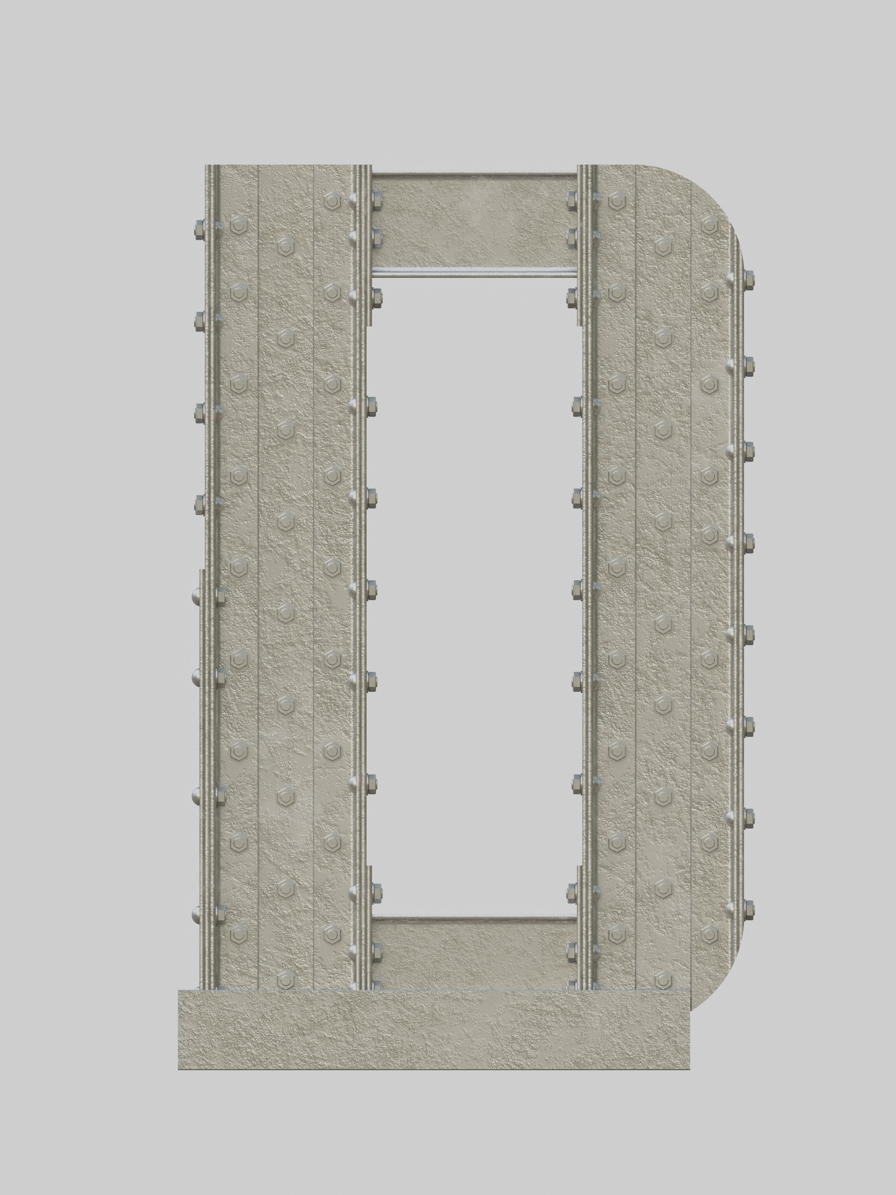Steel Construction Font - Letter D 3D model_1