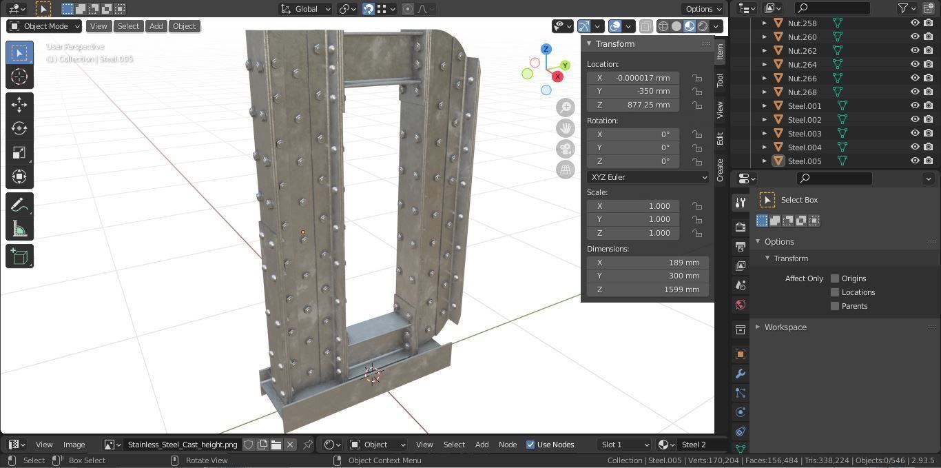 Steel Construction Font - Letter D 3D model_6