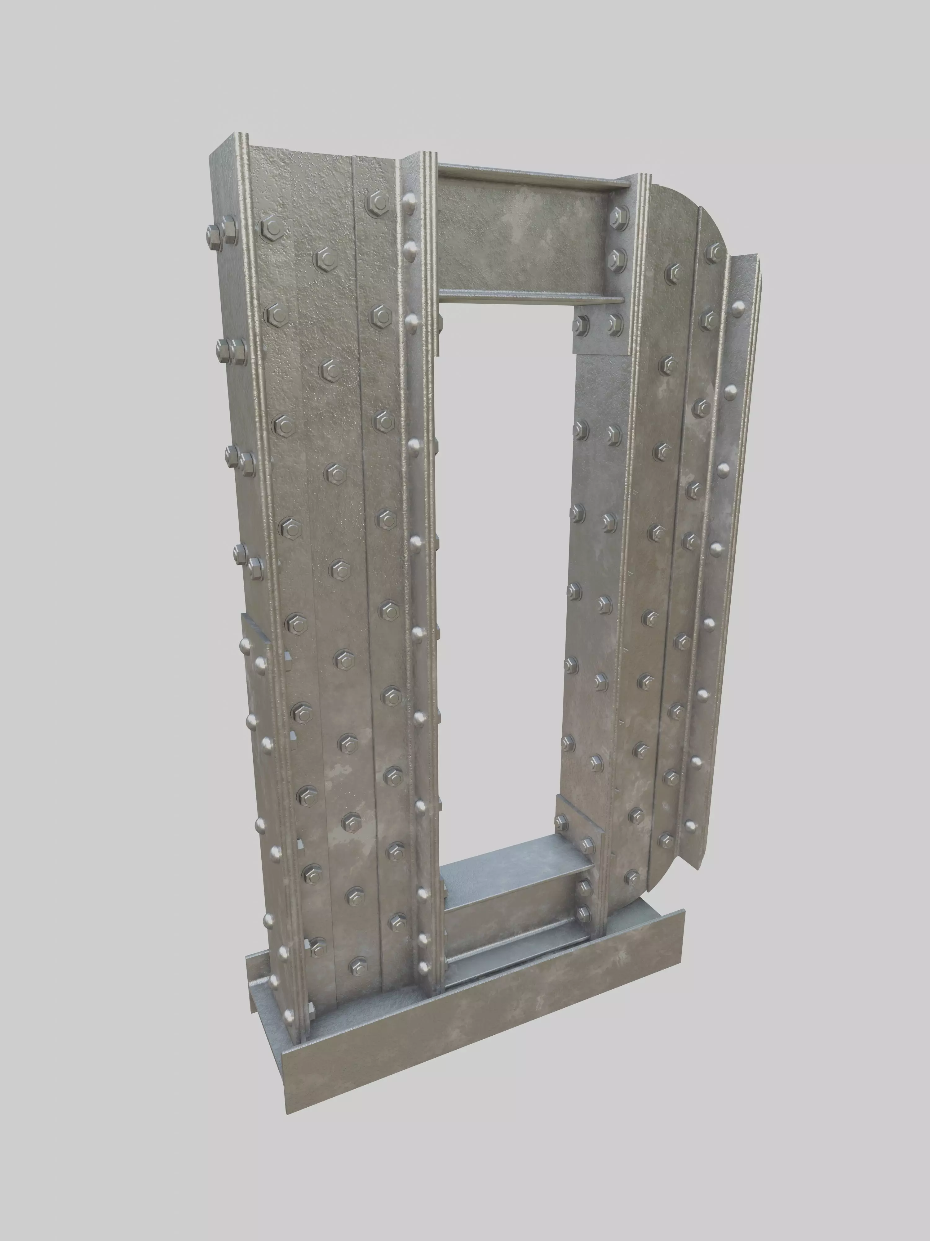 Steel Construction Font - Letter D 3D model_0