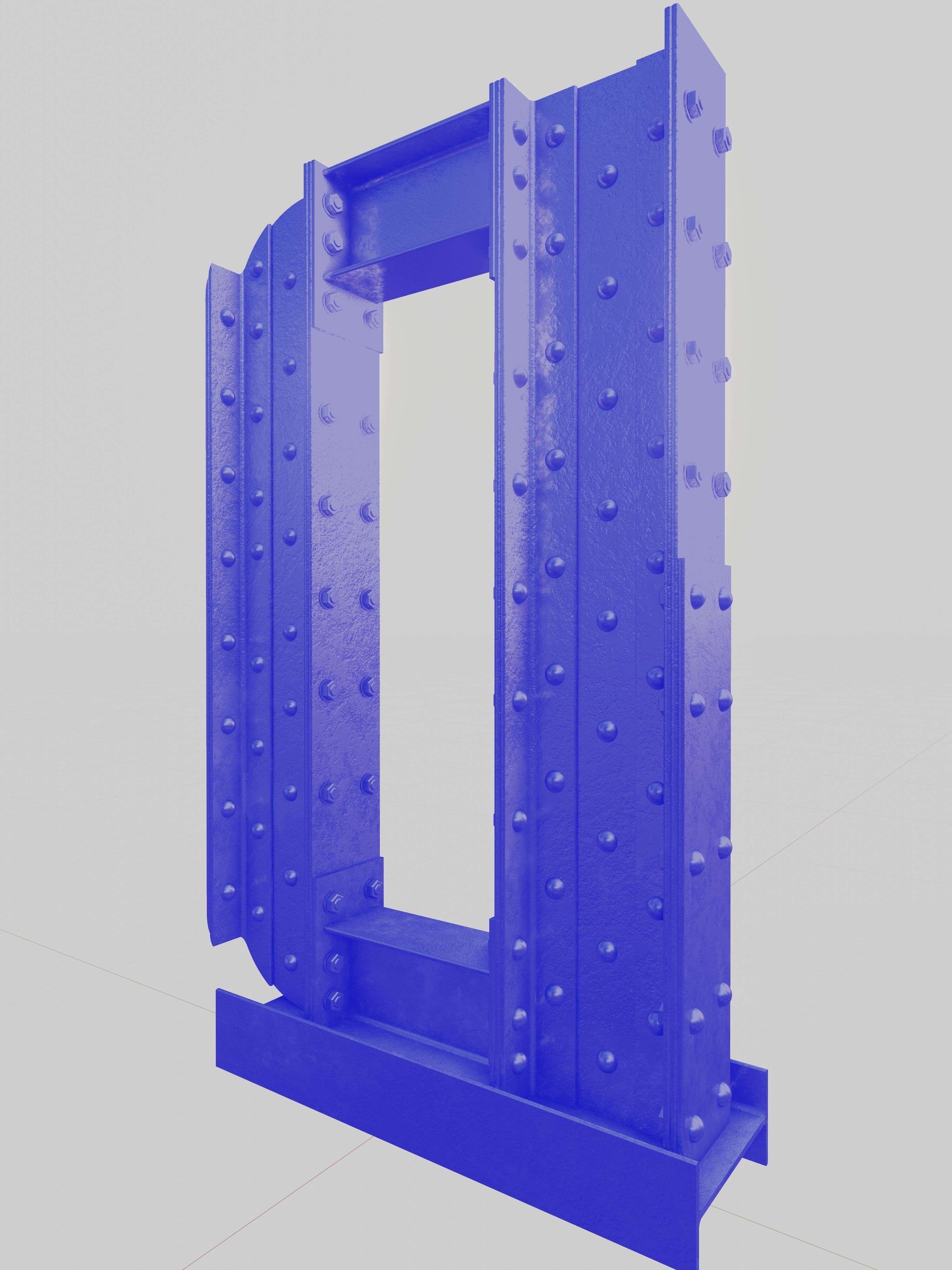 Steel Construction Font - Letter D 3D model_3