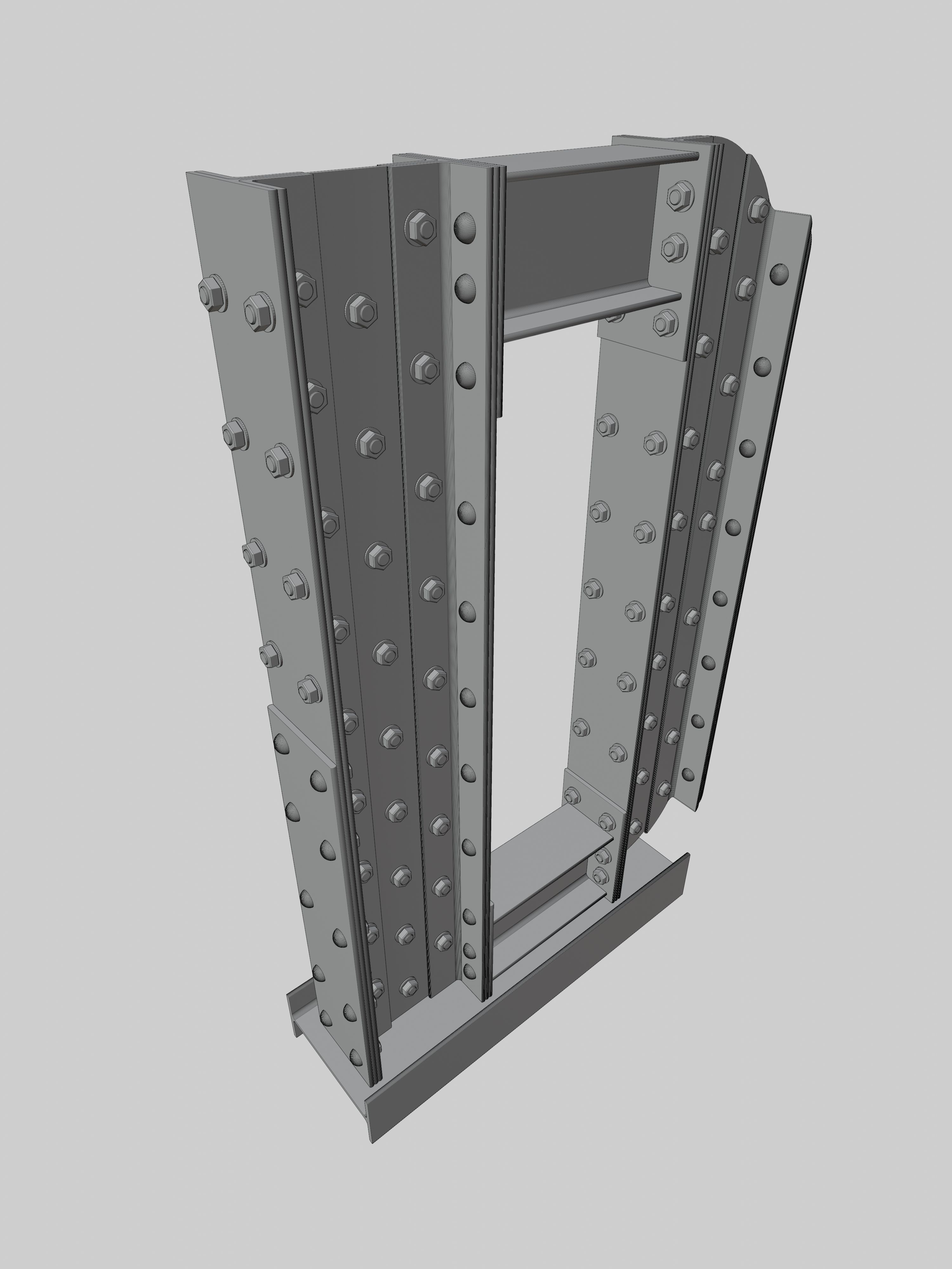 Steel Construction Font - Letter D 3D model_5