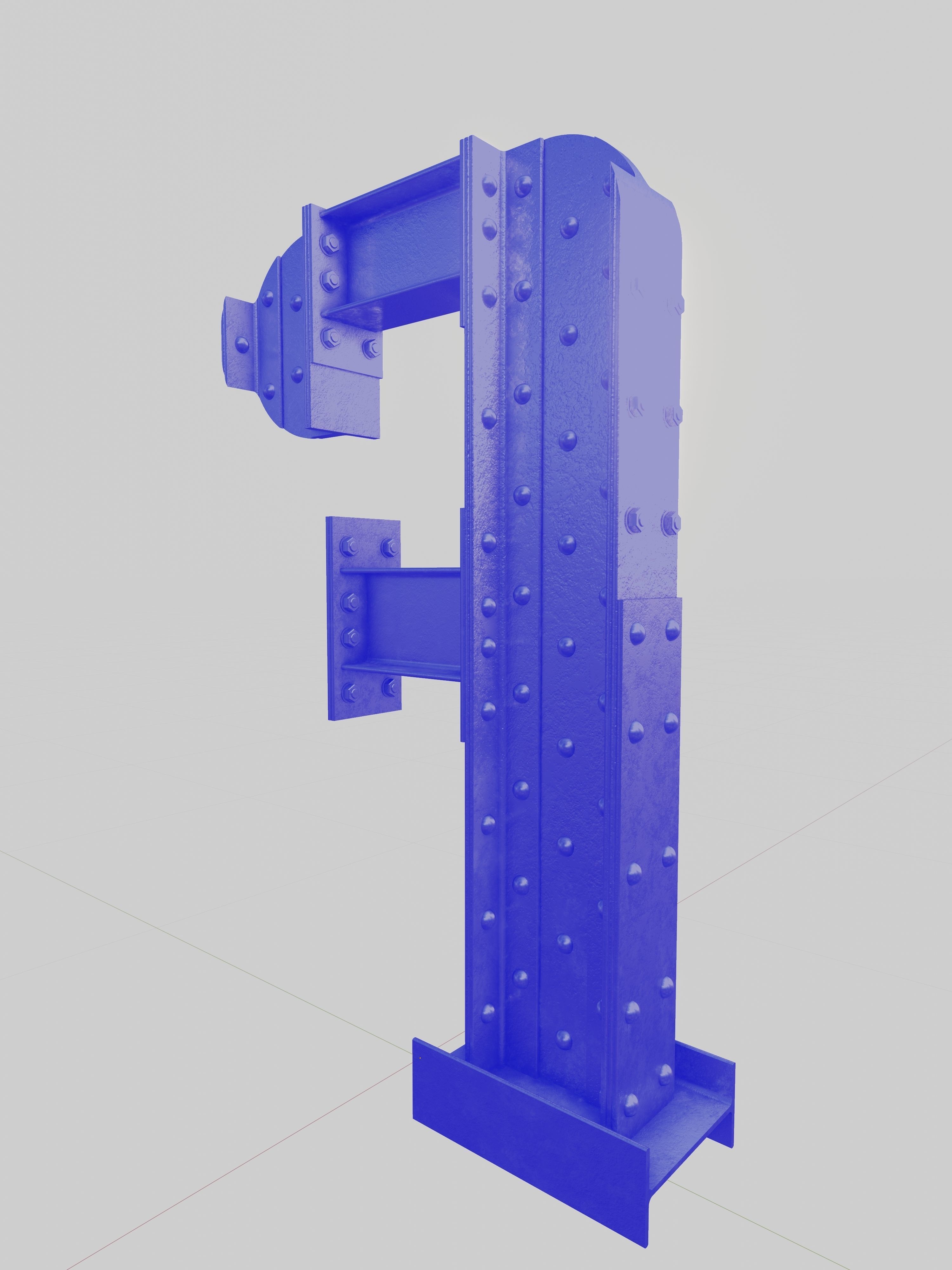 Steel Construction Font - Letter F 3D model_3