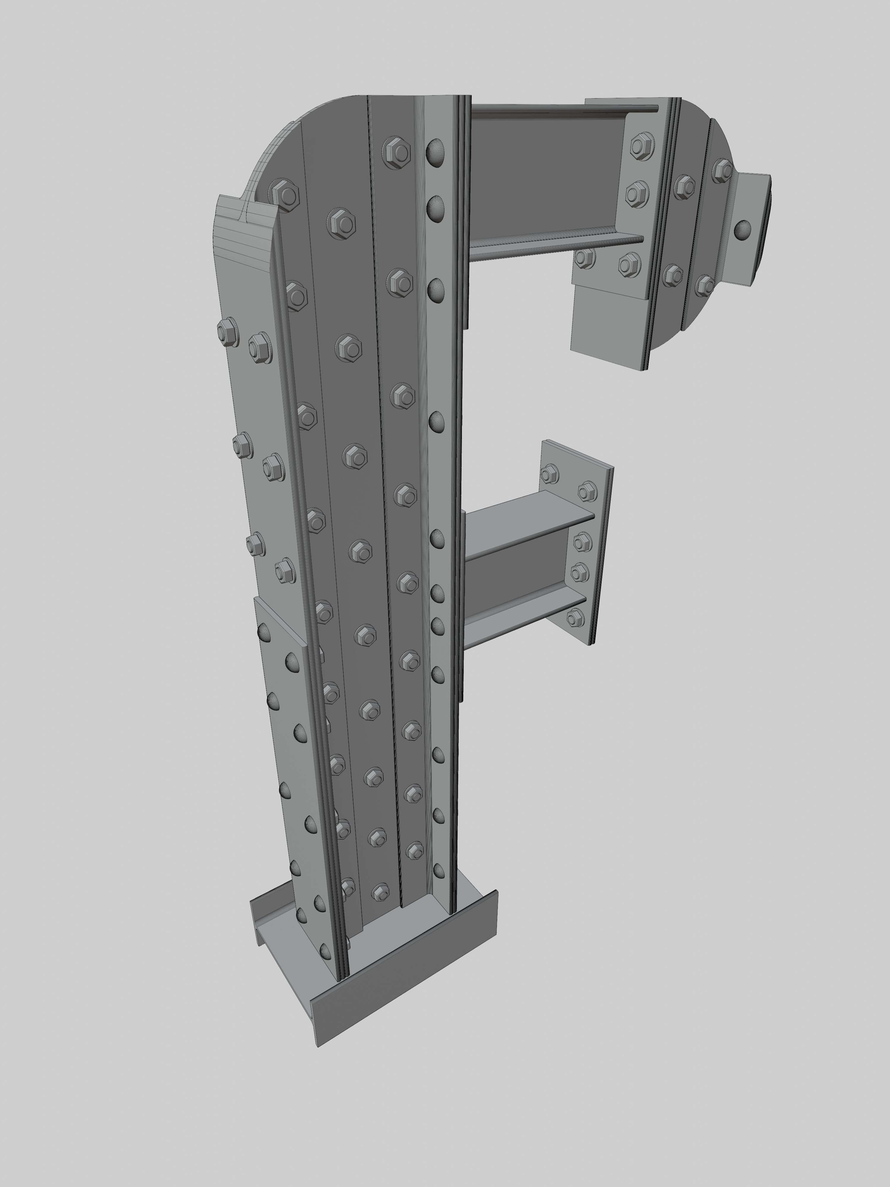 Steel Construction Font - Letter F 3D model_5