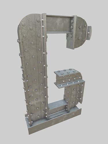 Steel Construction Font - Letter G 3D model