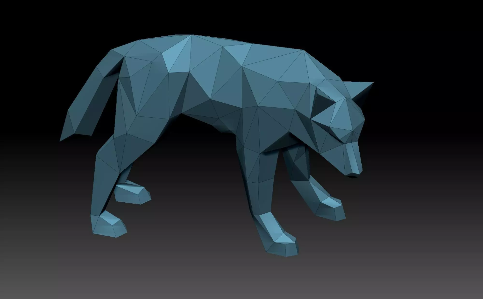 Low poly Wolf polygonal animal 3D print model_0