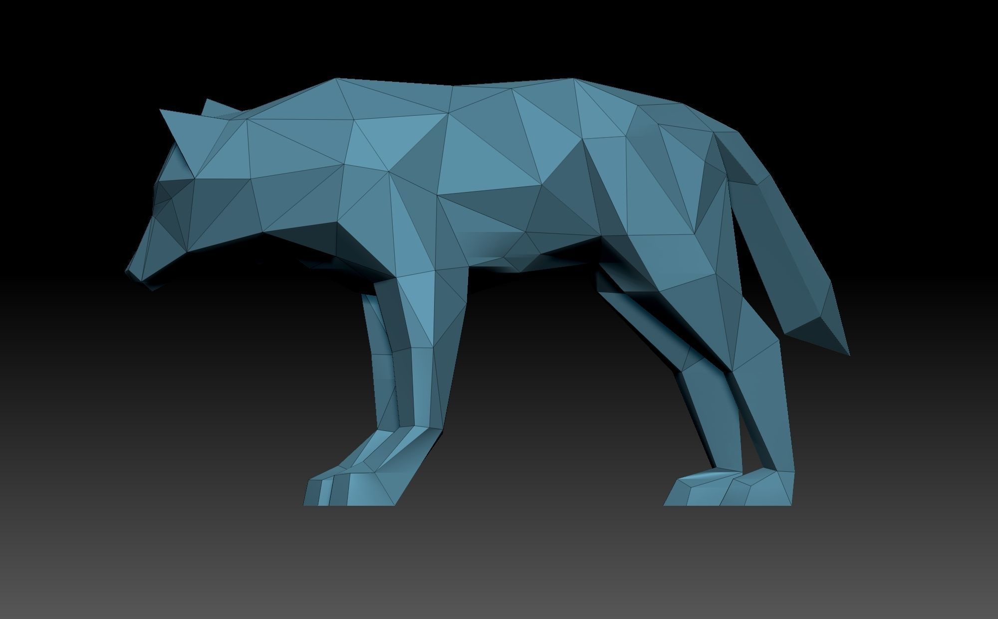Low poly Wolf polygonal animal 3D print model_4
