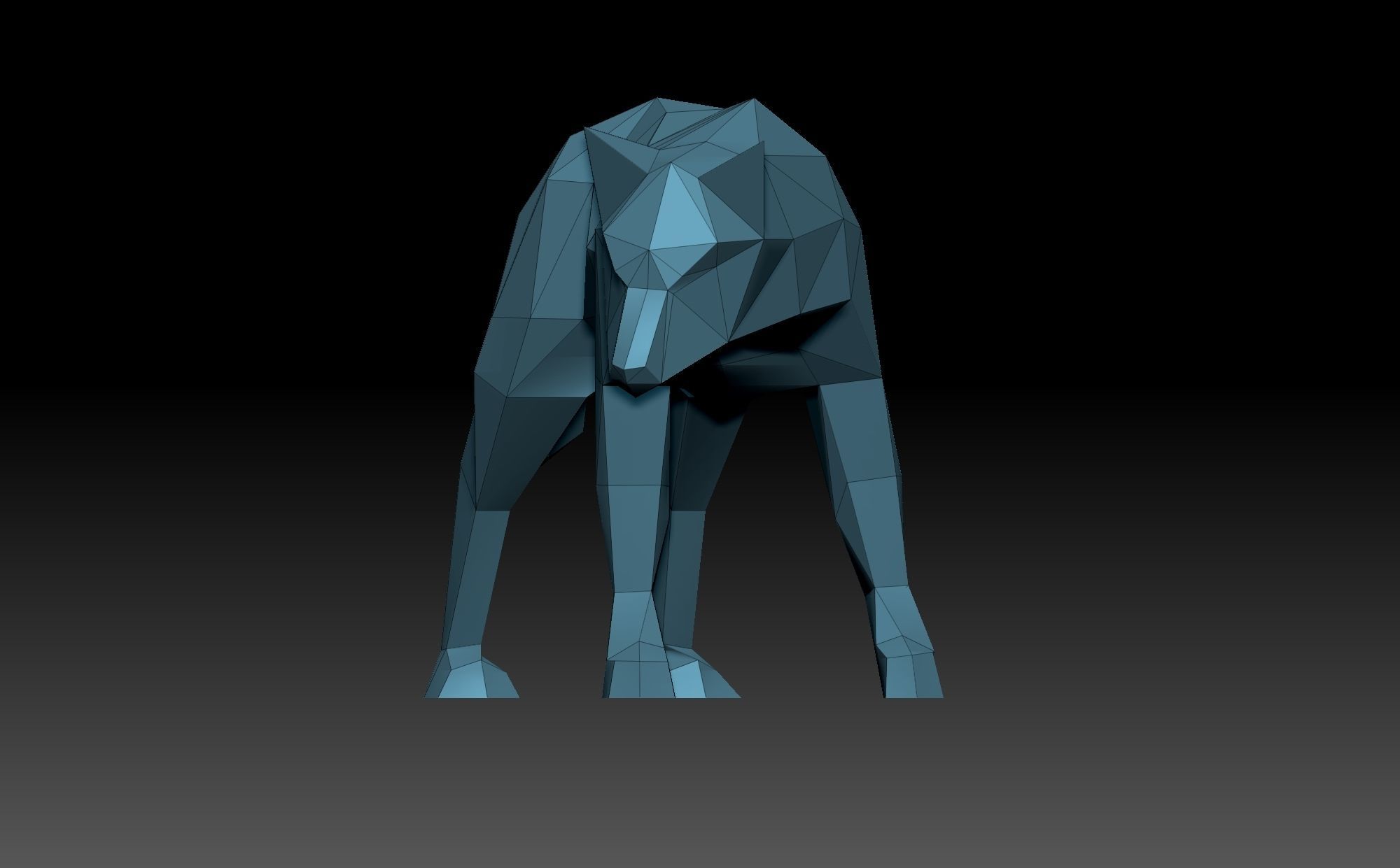 Low poly Wolf polygonal animal 3D print model_3