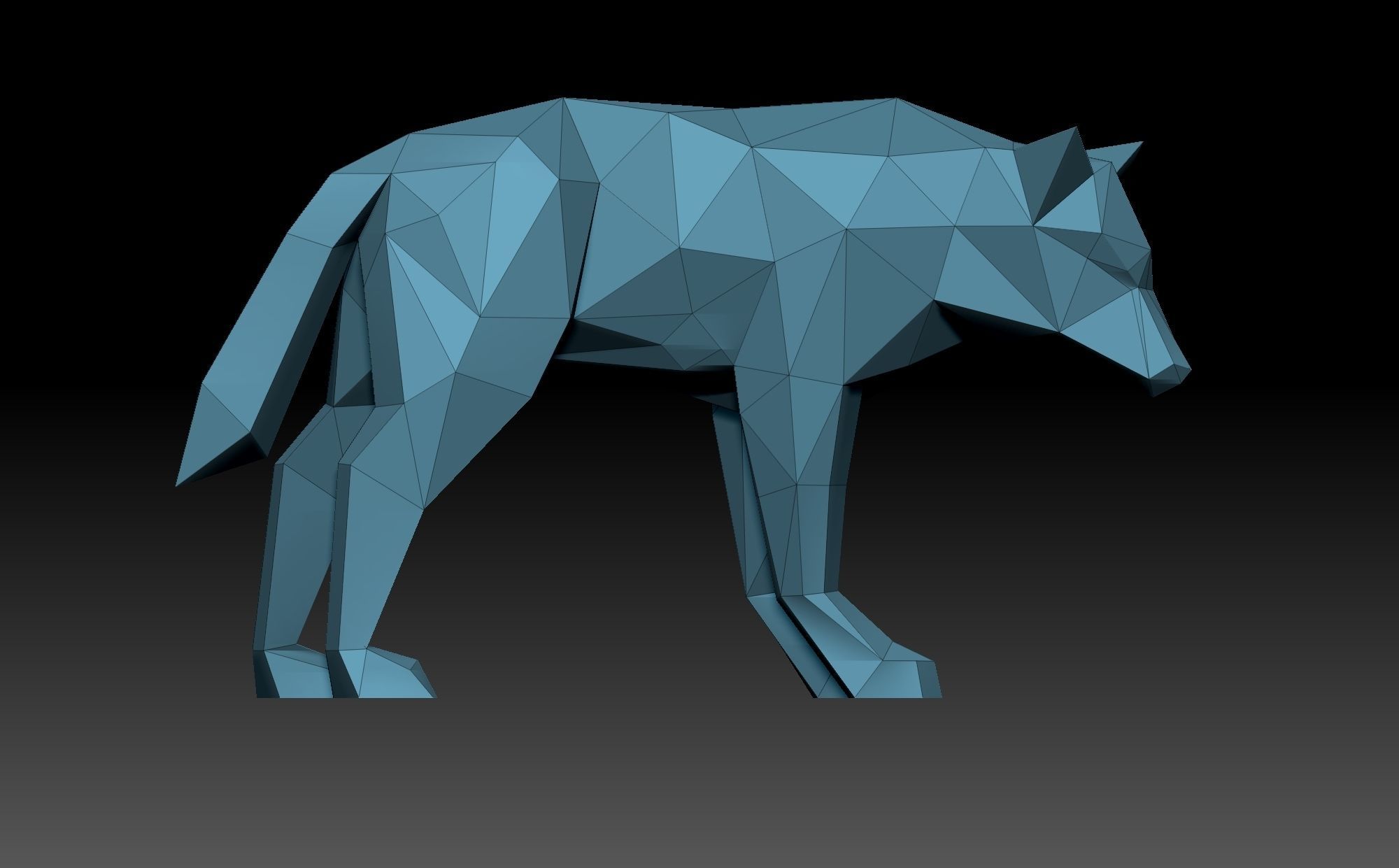 Low poly Wolf polygonal animal 3D print model_2
