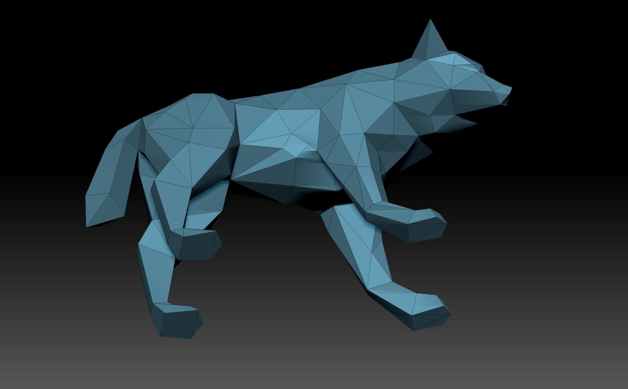 Low poly Wolf polygonal animal 3D print model_8