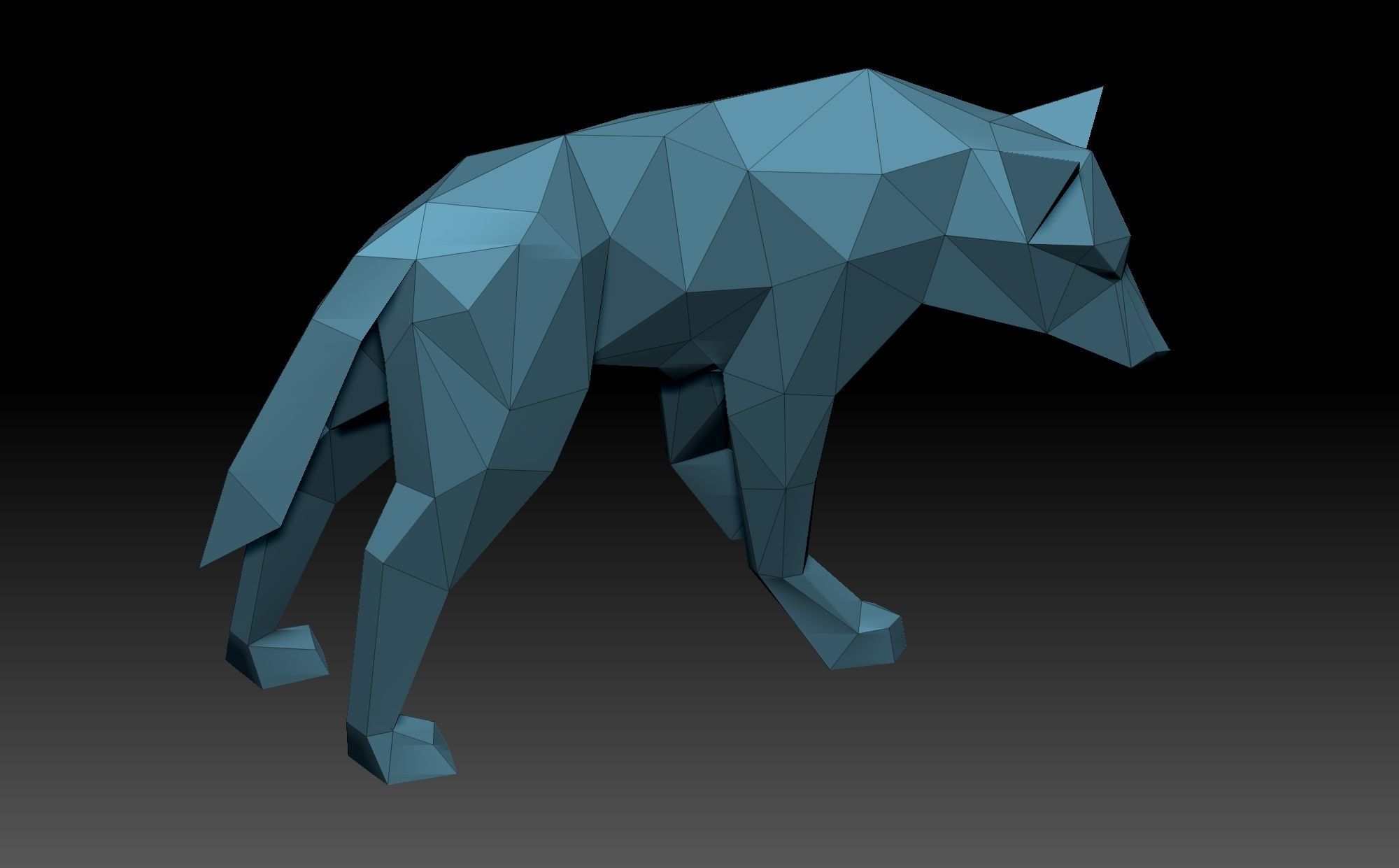 Low poly Wolf polygonal animal 3D print model_6