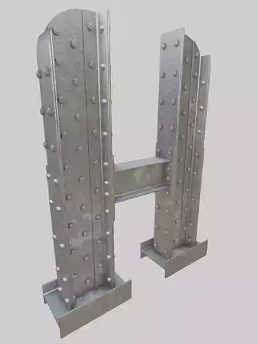 Steel Construction Font - Letter H 3D model