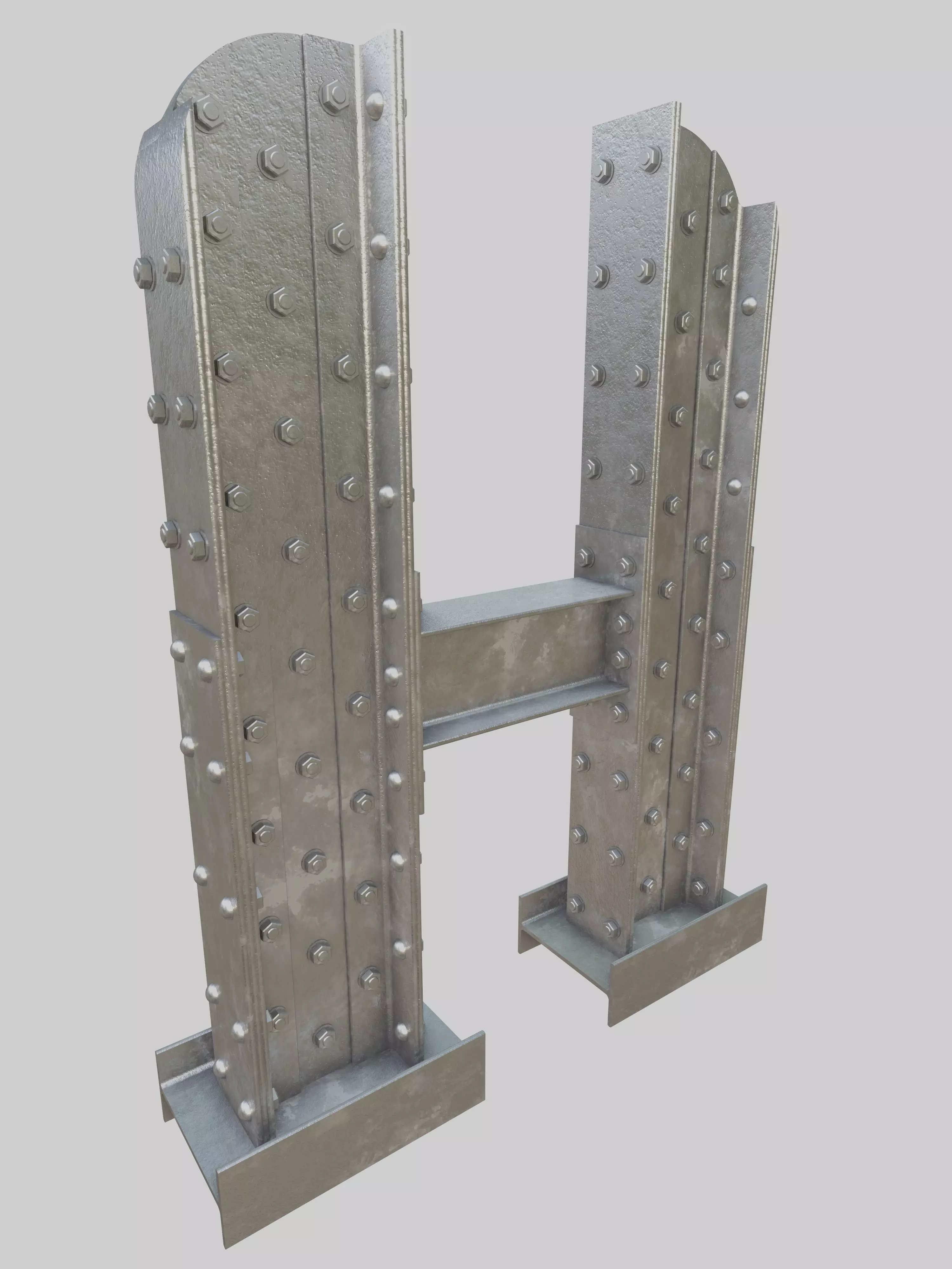 Steel Construction Font - Letter H 3D model_0