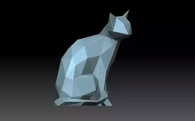 Low poly cat polygonal 3D print model