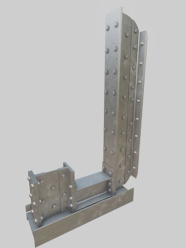 Steel Construction Font - Letter J 3D model