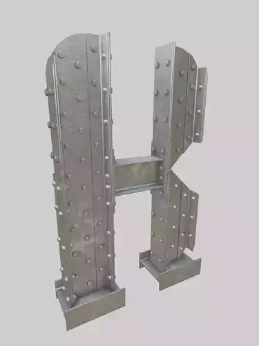 Steel Construction Font - Letter K 3D model