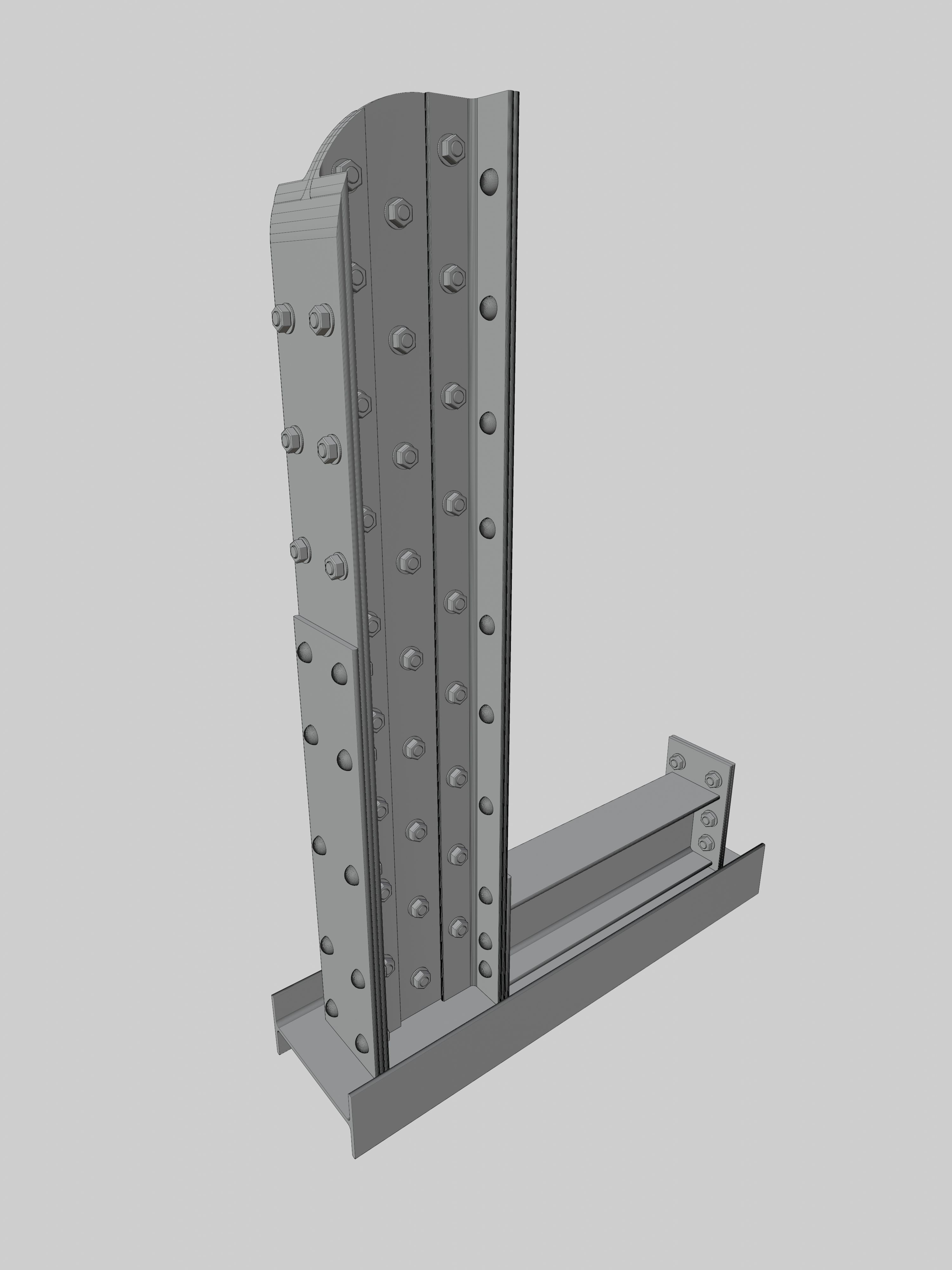 Steel Construction Font - Letter L 3D model_5