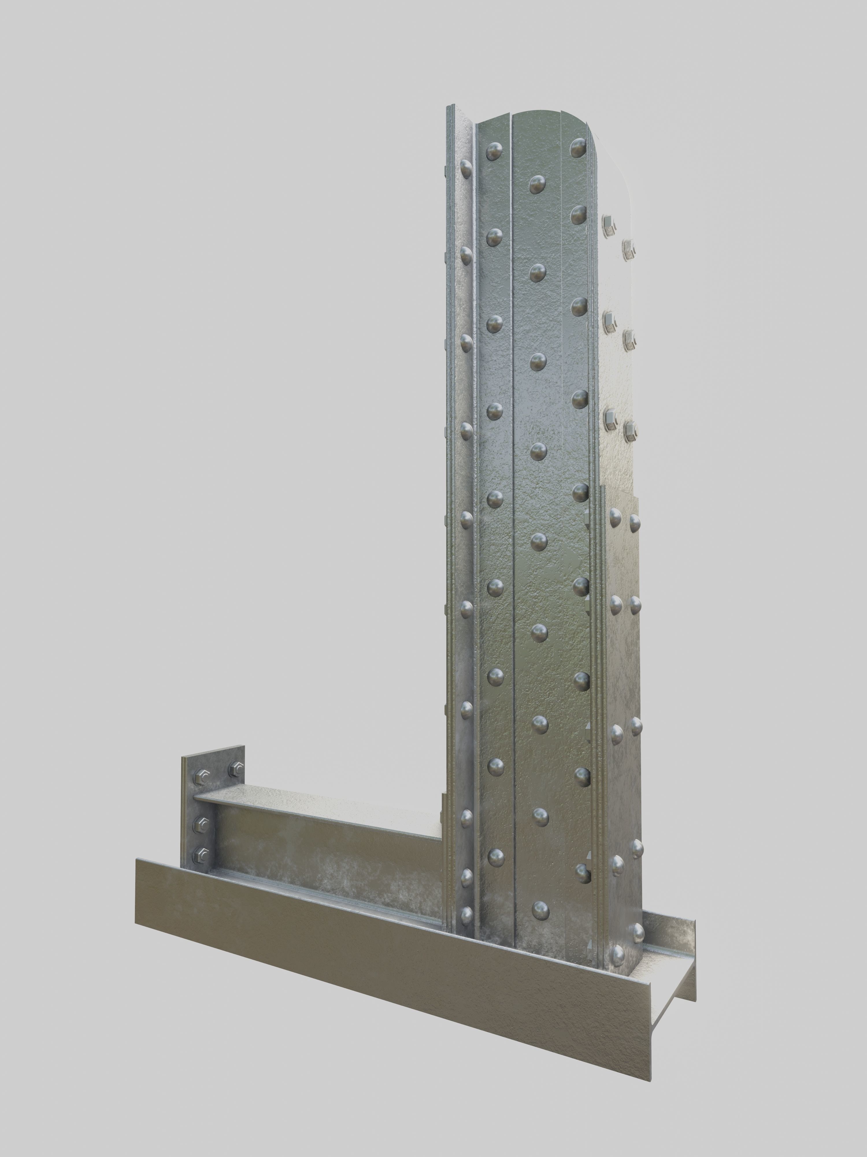 Steel Construction Font - Letter L 3D model_2