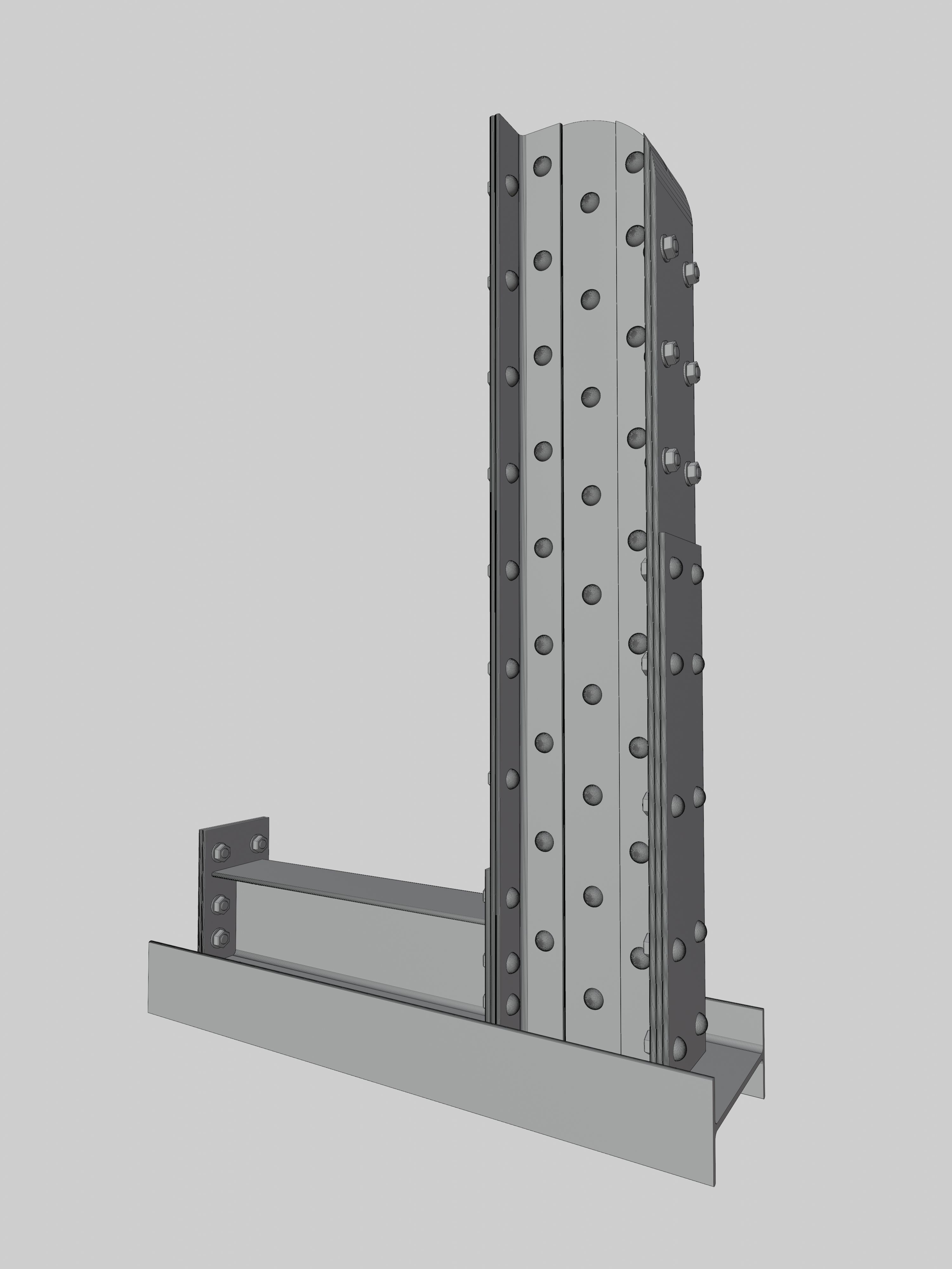 Steel Construction Font - Letter L 3D model_4