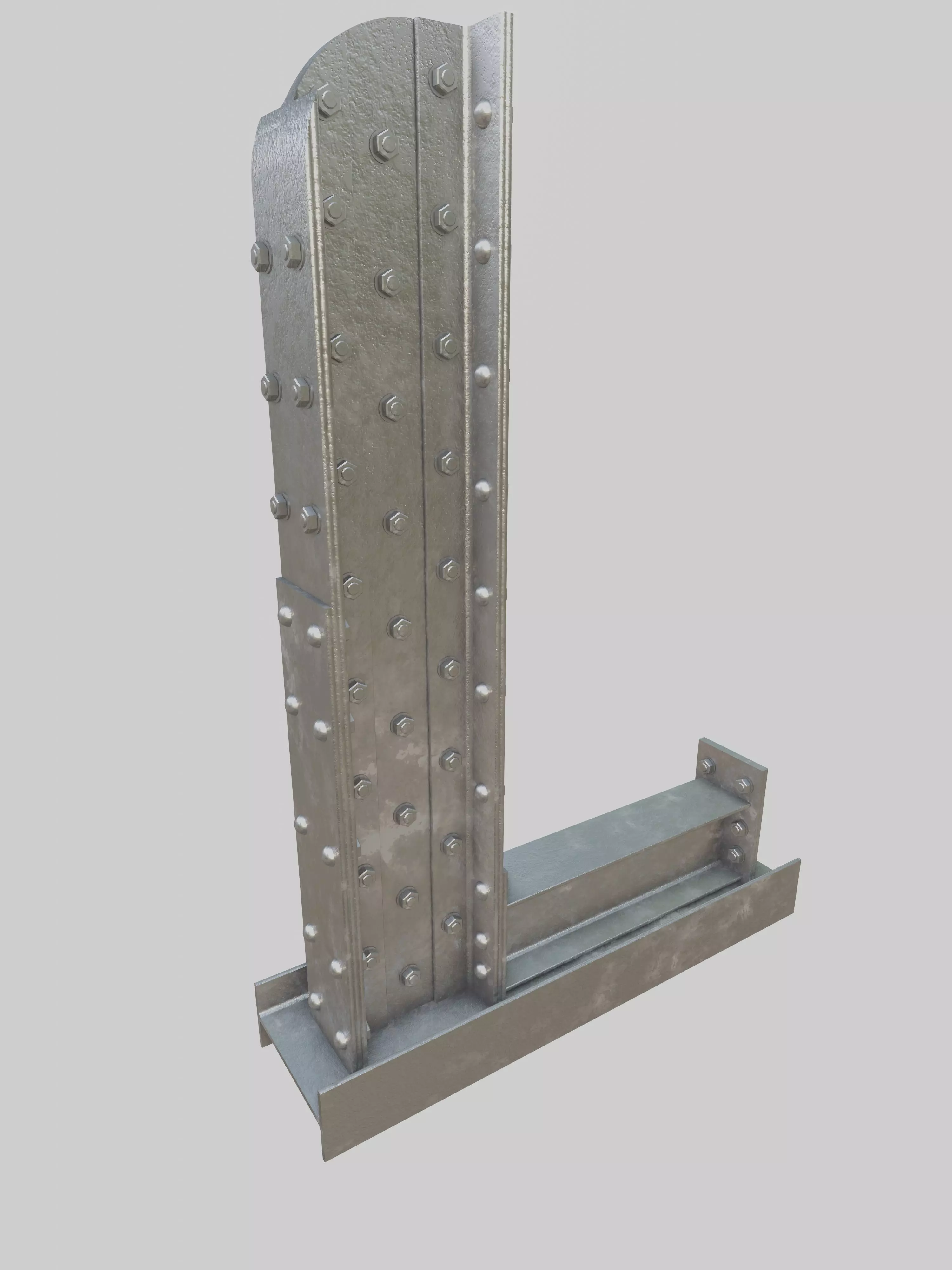 Steel Construction Font - Letter L 3D model_0